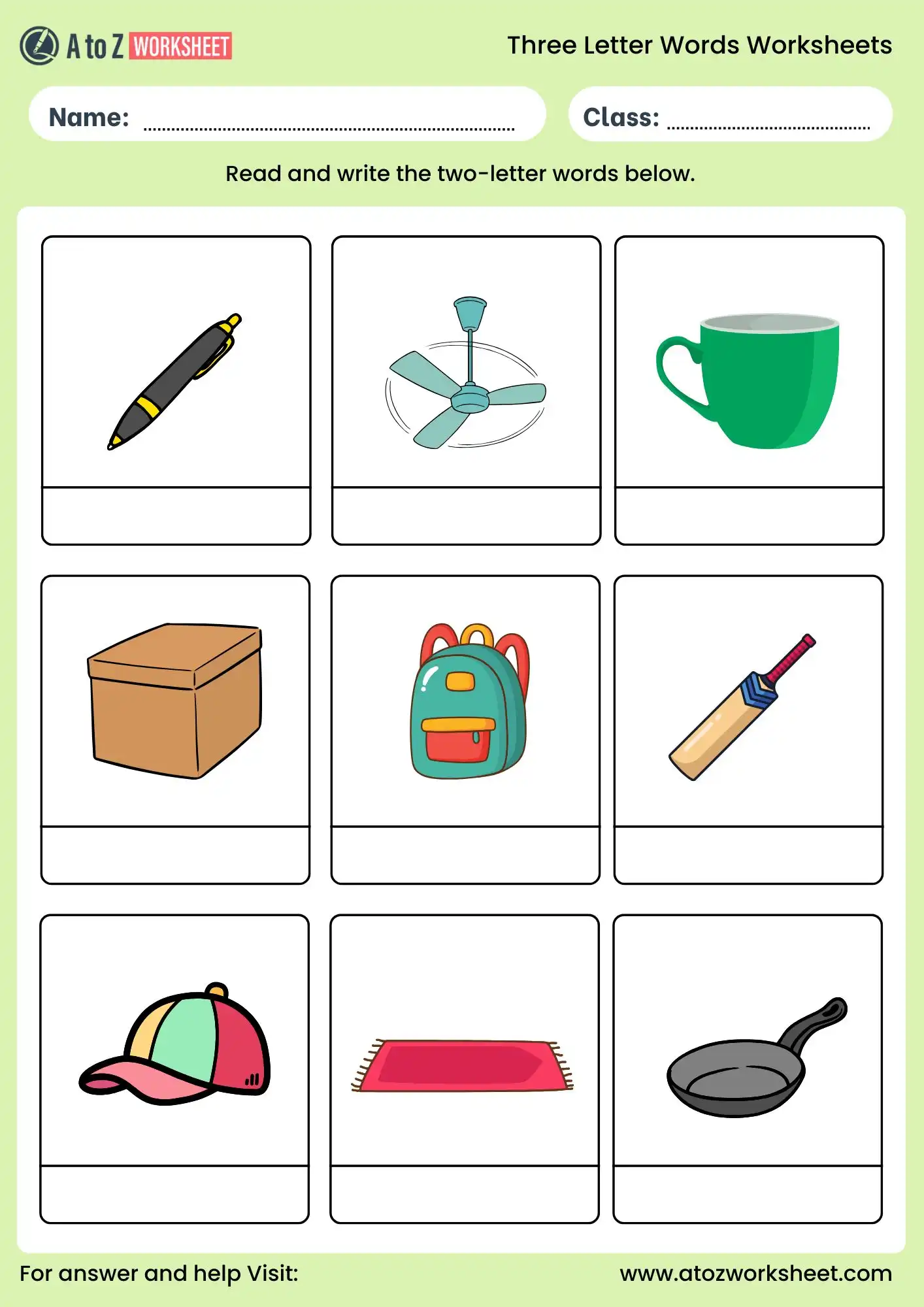 3 letter words for kids worksheets writing practice
