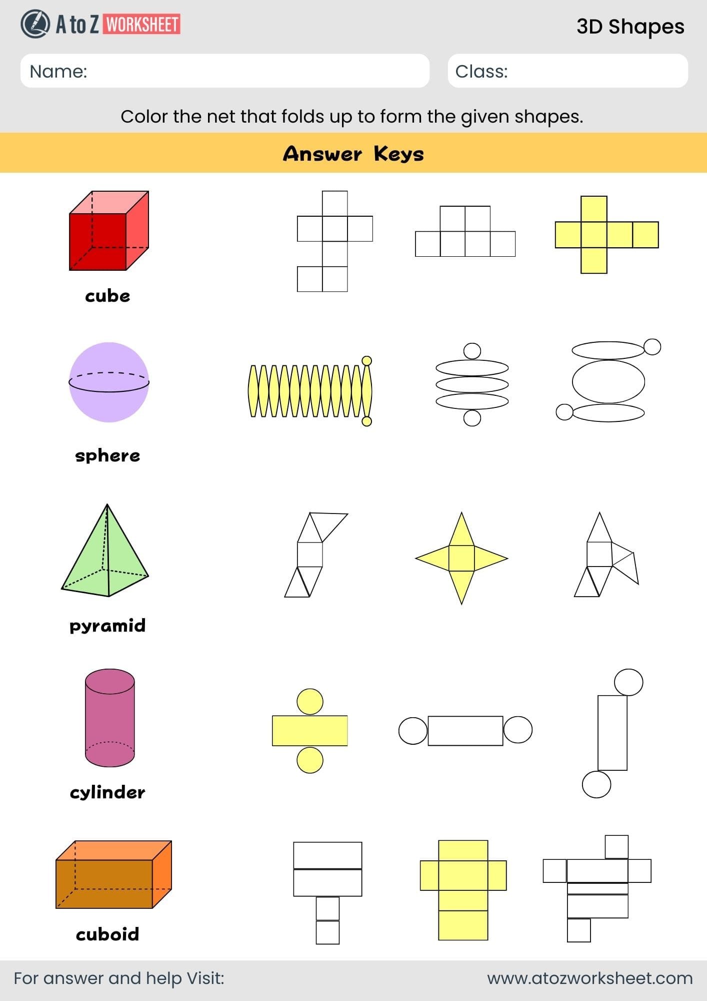 3d shapes faces edges vertices worksheets 4 answers