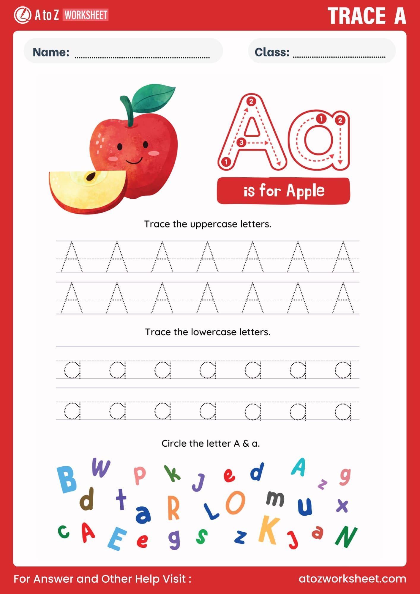 a alphabet tracing worksheet for ukg lkg kindergarten nursery