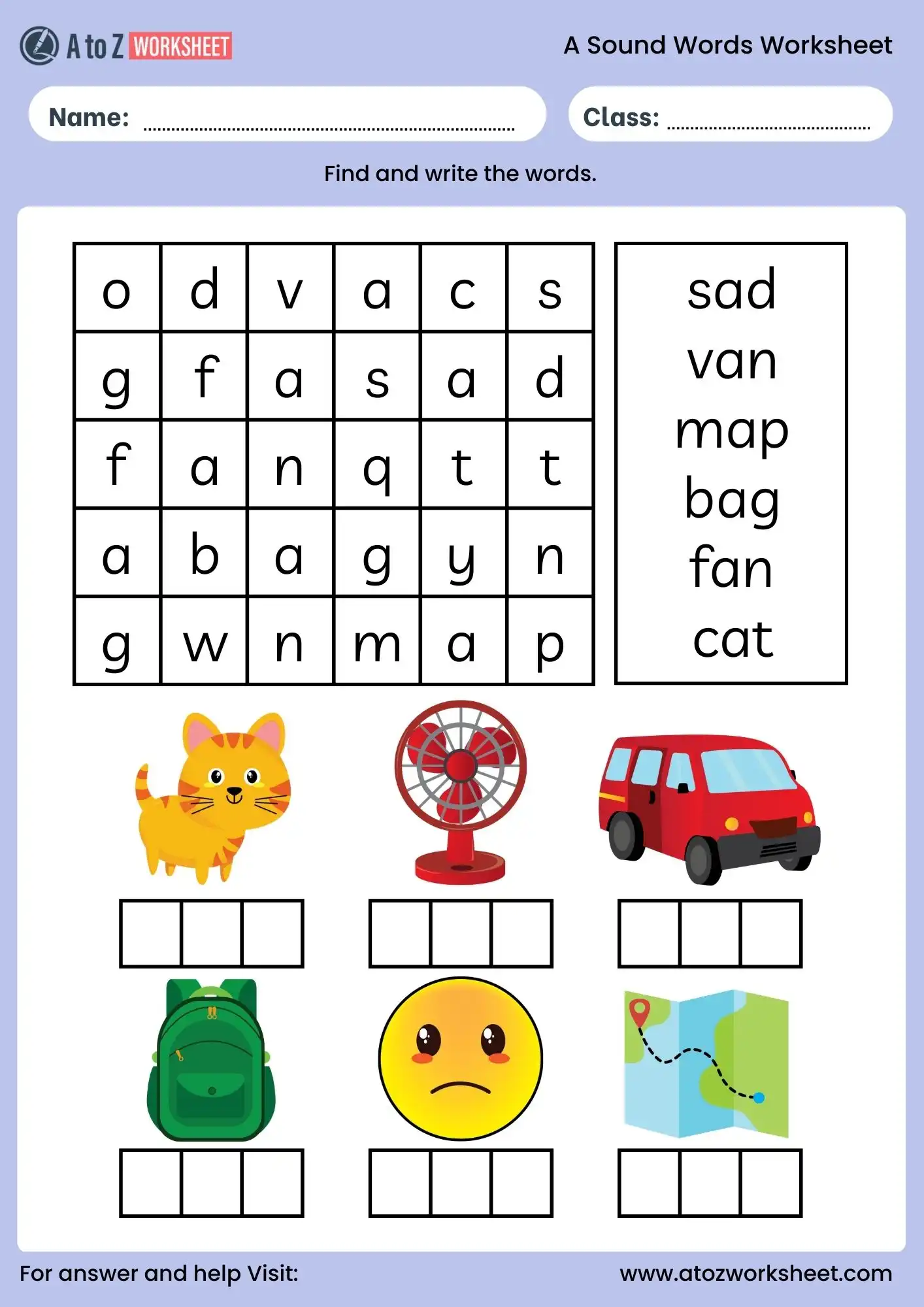 a sound words worksheet with pictures kindergarten grade 1