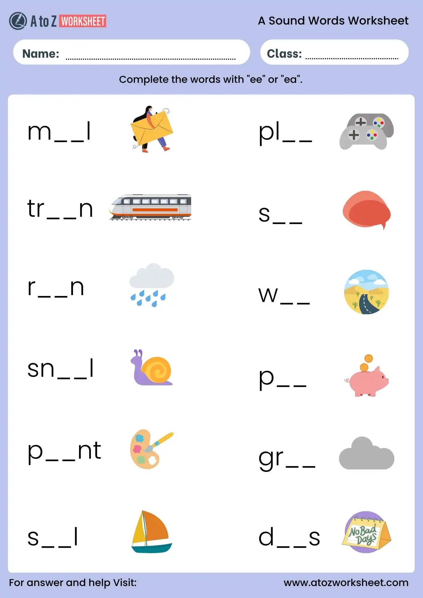 a sound words worksheet pdf with ee and ea words