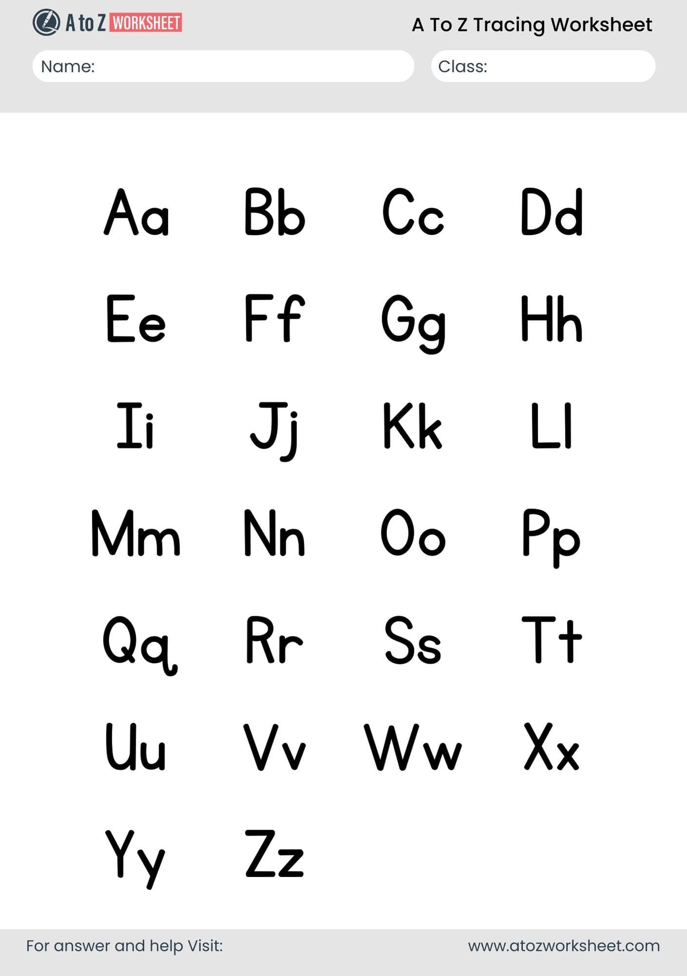 a to z alphabet worksheets chart