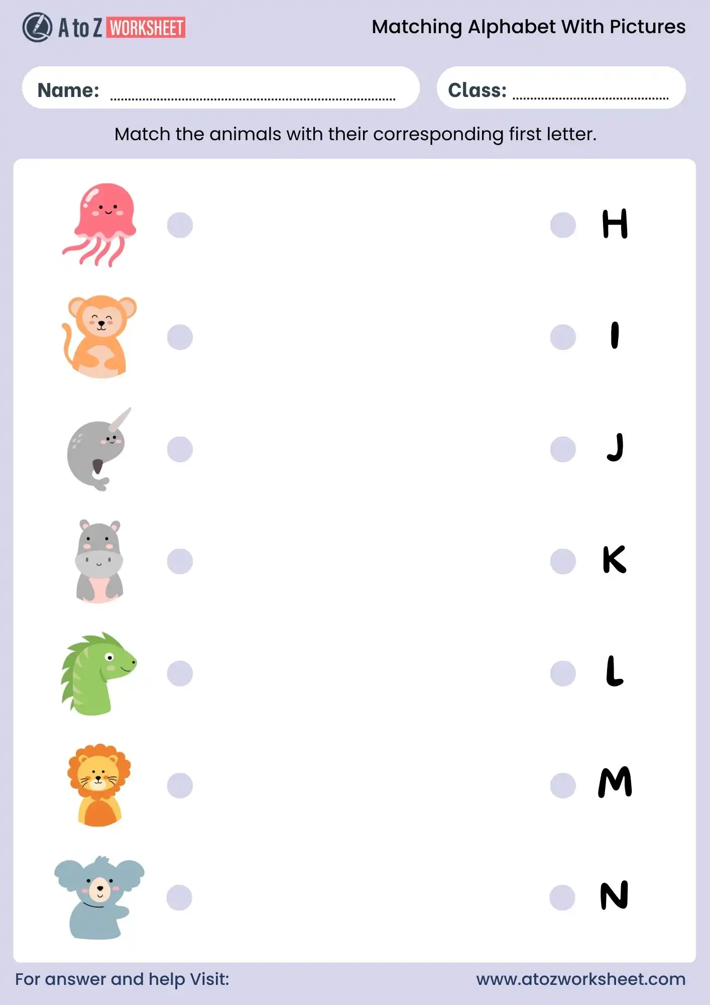 match alphabets with pictures worksheets for lkg