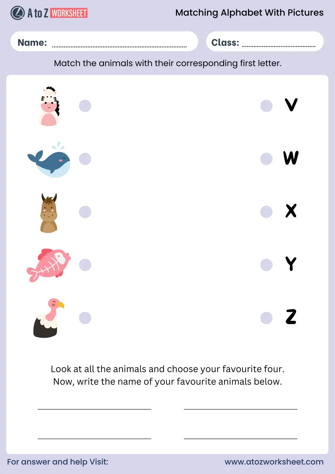match alphabets with pictures worksheets for kids free