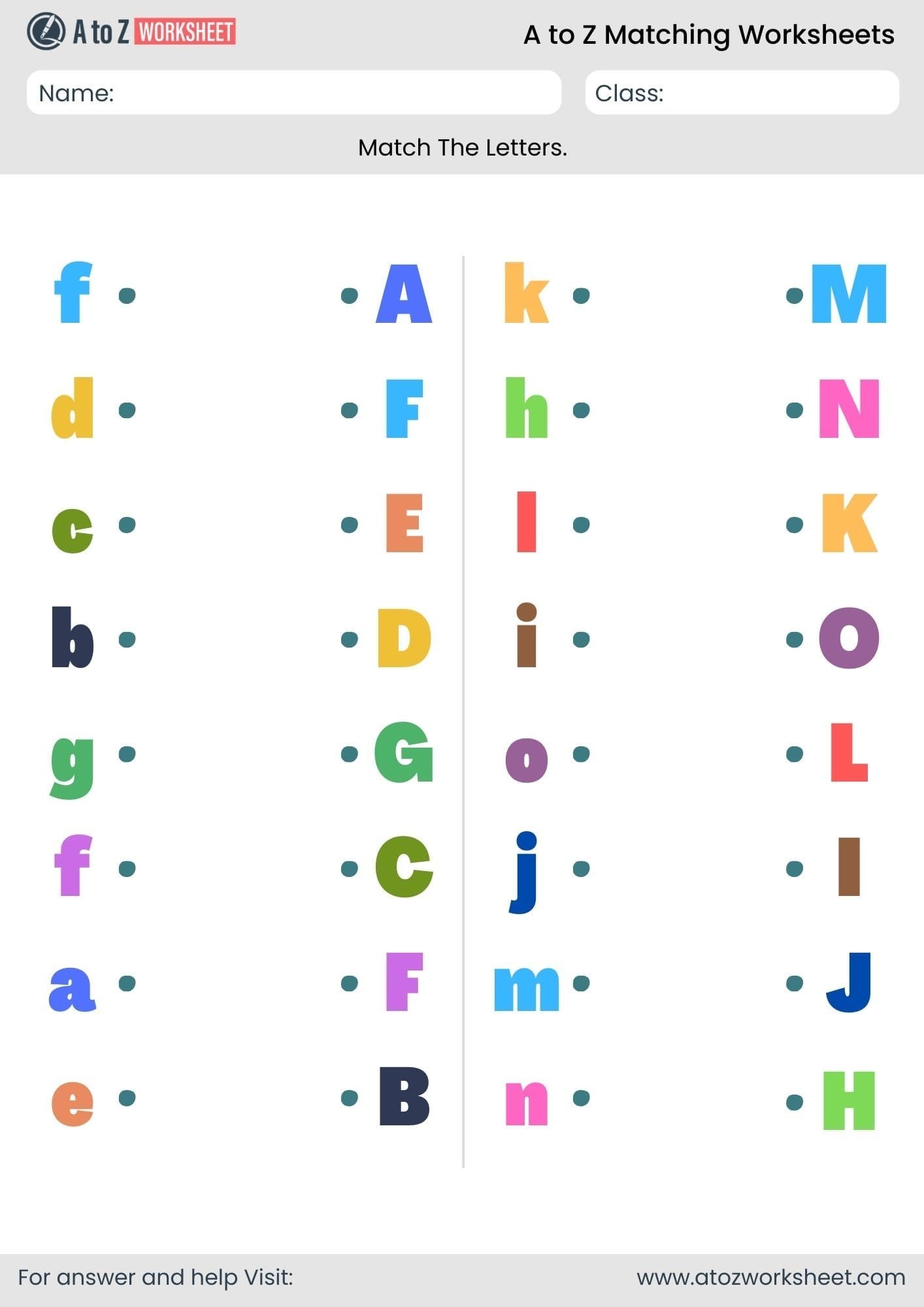 match the same capital letters worksheet for nursery pdf