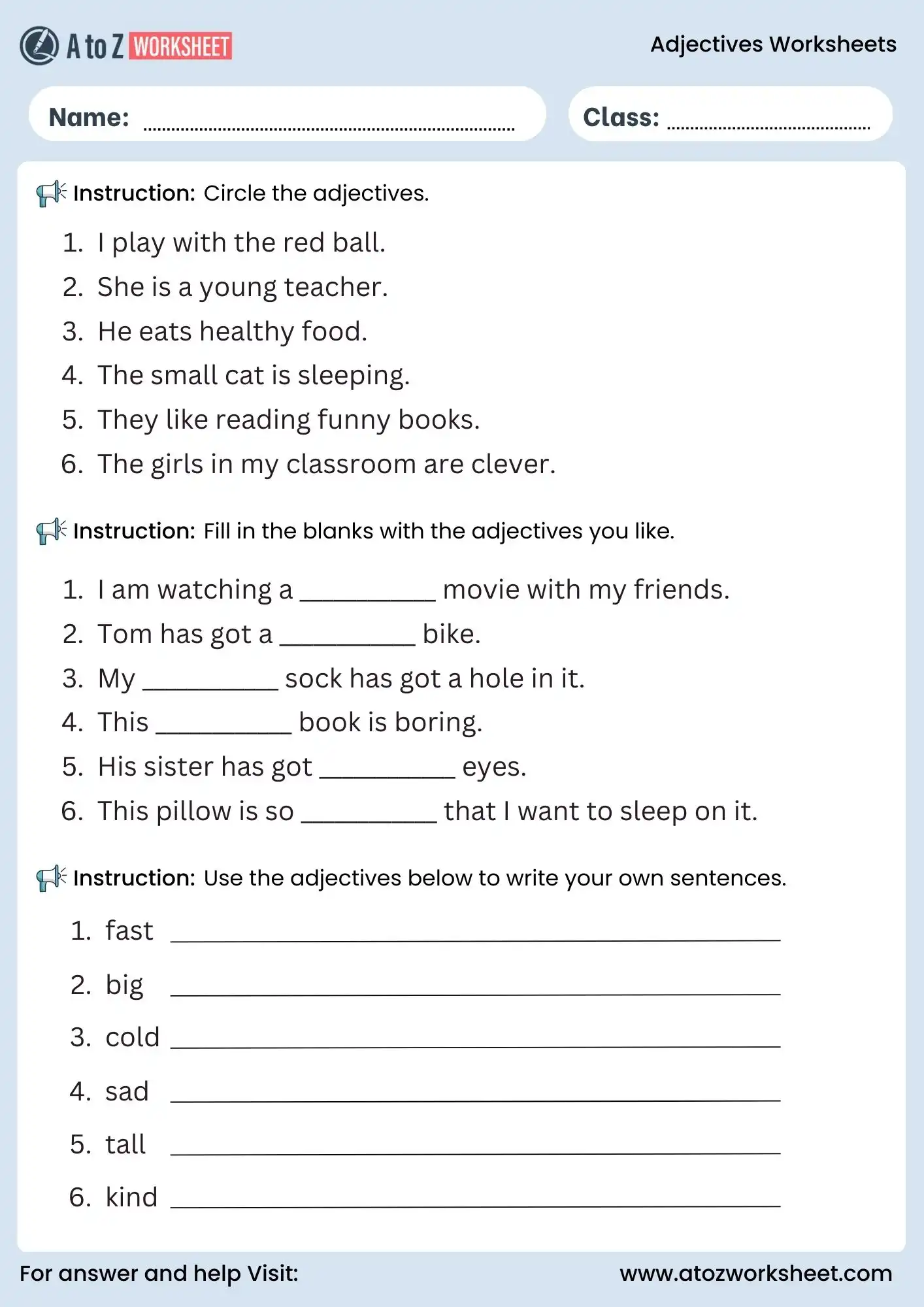 adjectives worksheets grade 2 practice