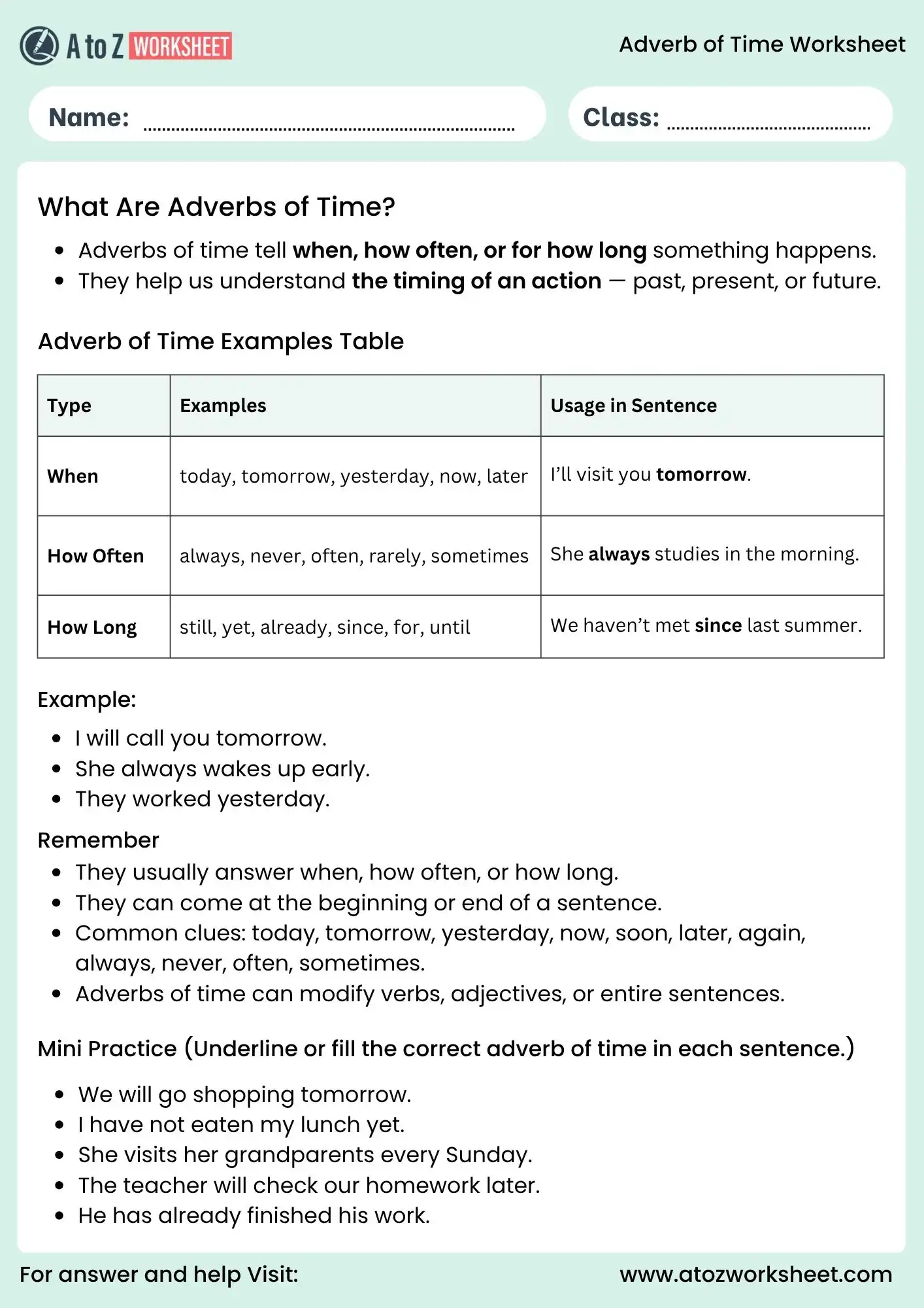 adverb of time worksheets for grade 2 grammar practice