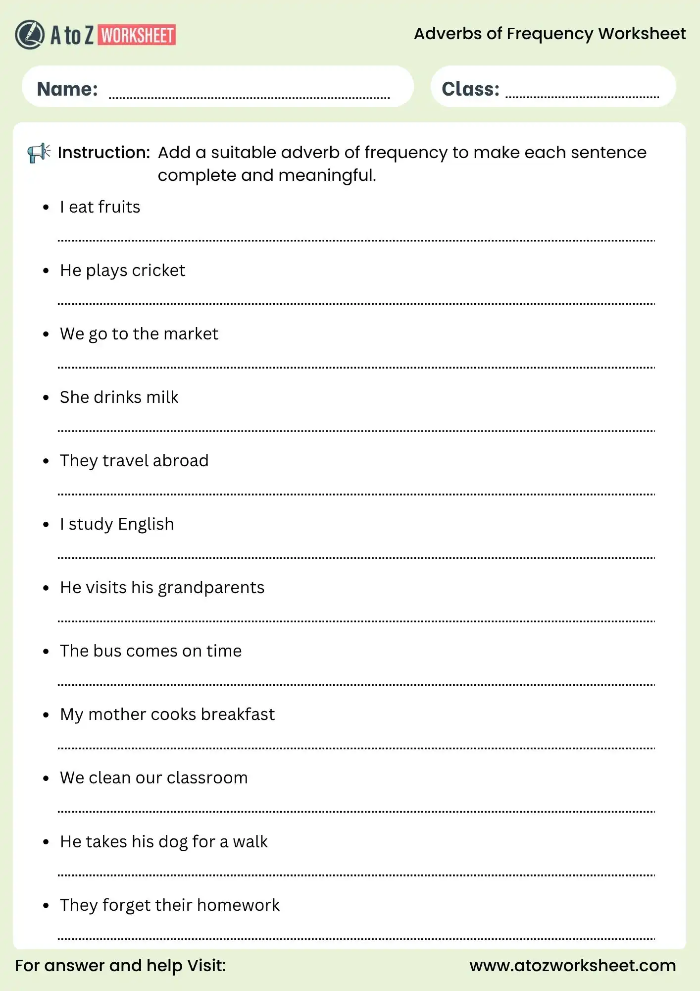 adverbs of frequency worksheets add missing words activity