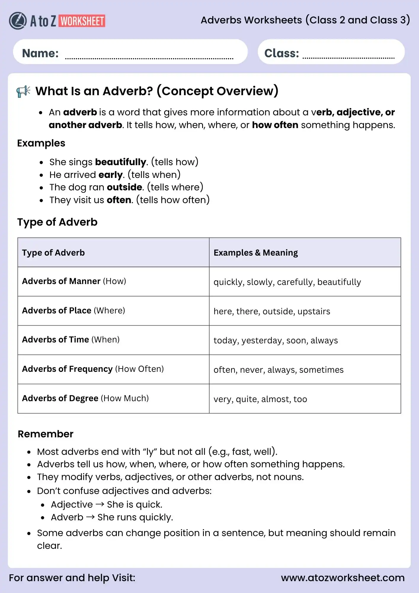 adverbs worksheets for class 2 and class 3 overview grammar pdf