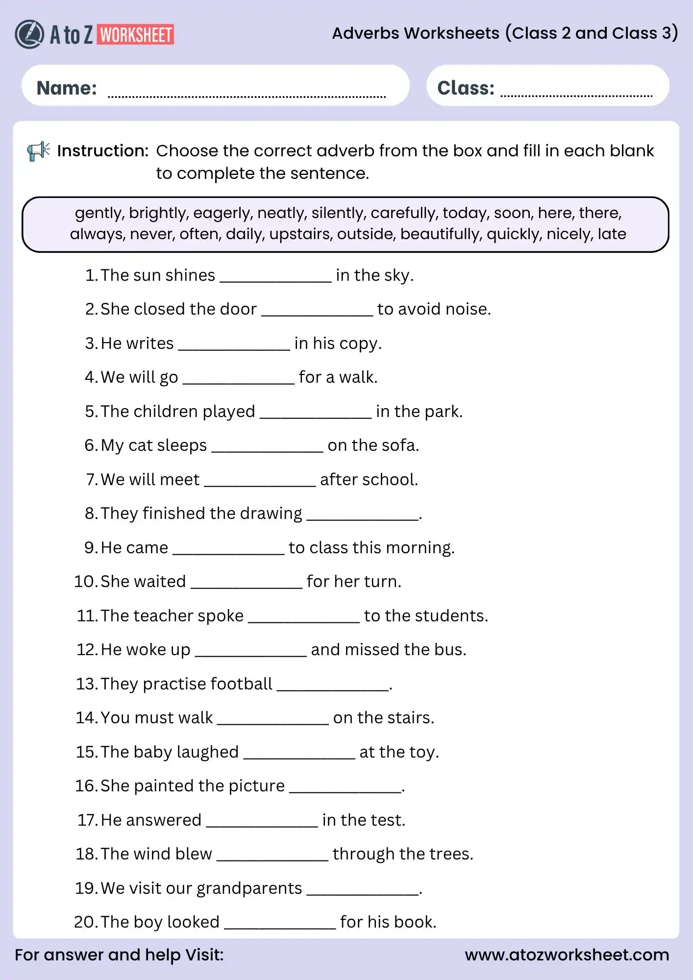 adverbs worksheets for class 2 and class 3 choose correct adverb activity