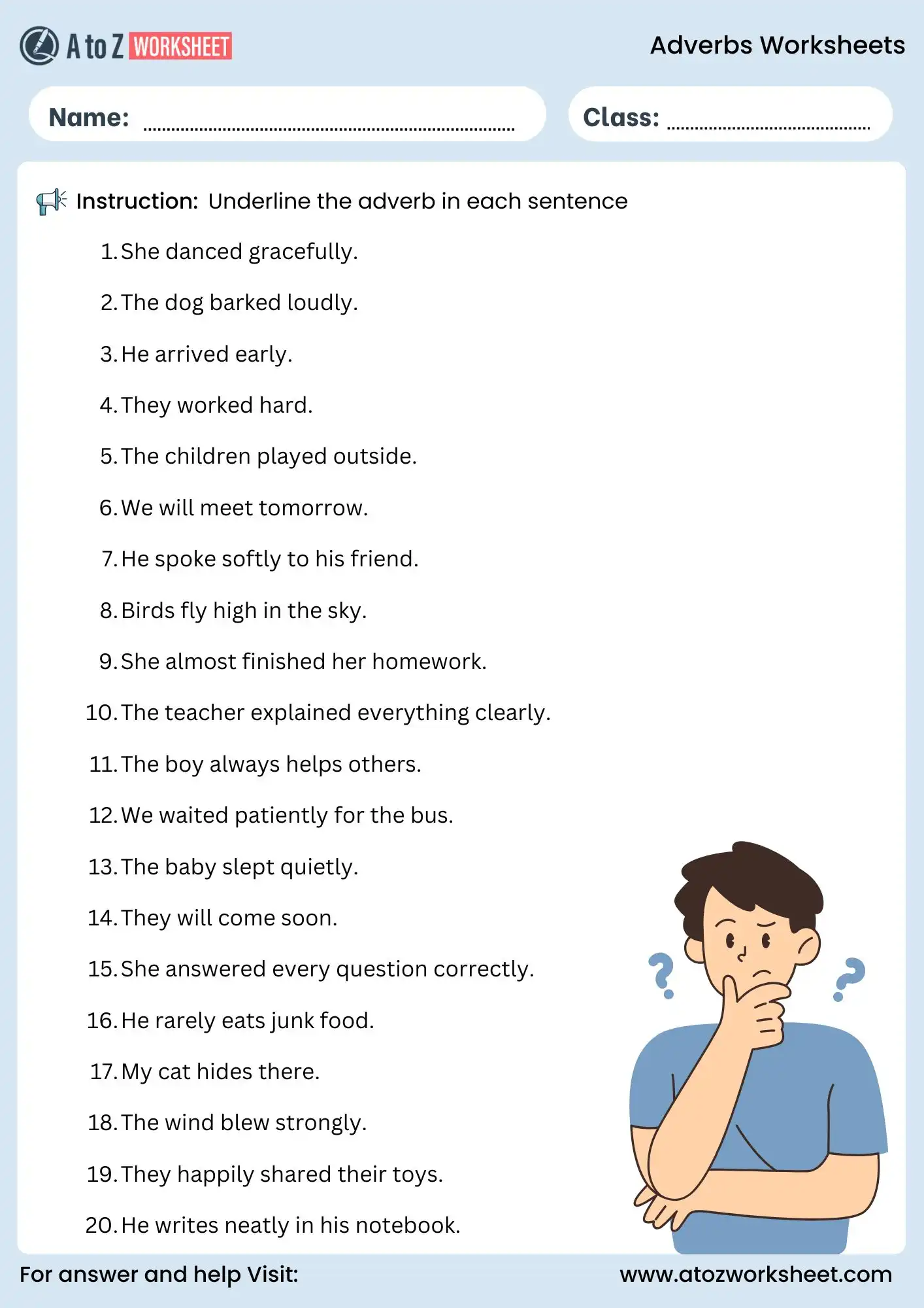 underline the adverb worksheet for kids