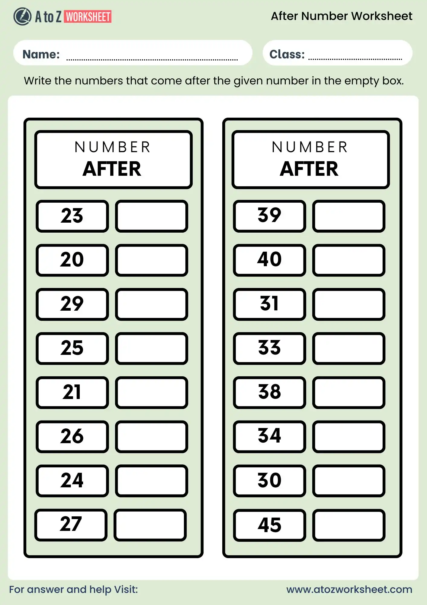 after number worksheet 1 to 50 practice sheet pdf