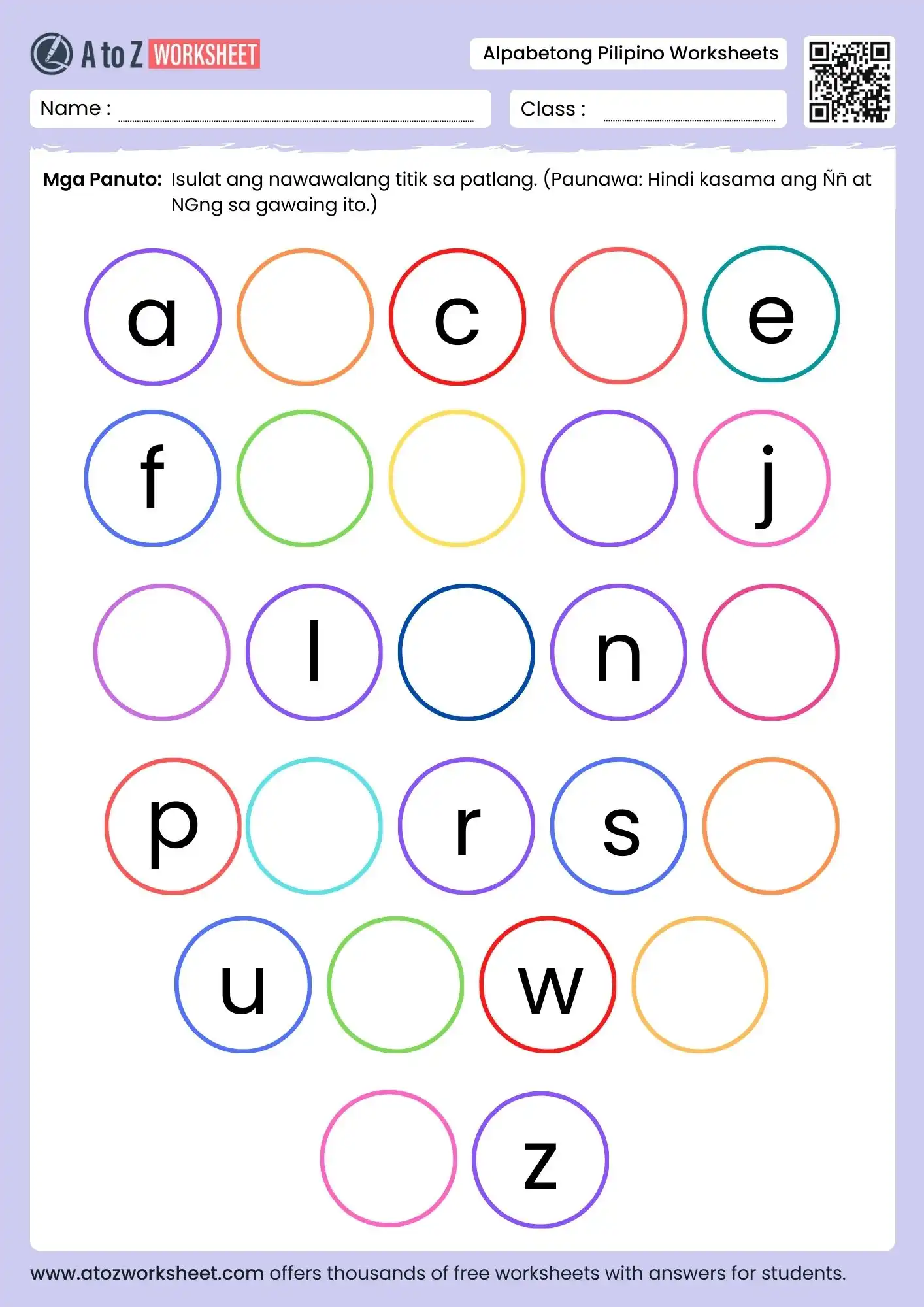 filipino alphabet worksheets missing lowercase letters