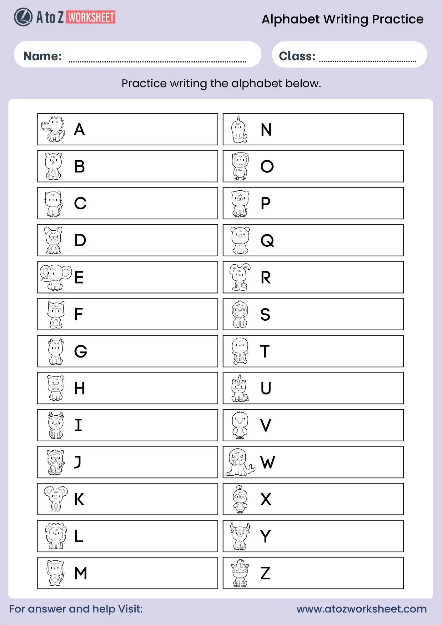 alphabet writing practice worksheets to write capital letters