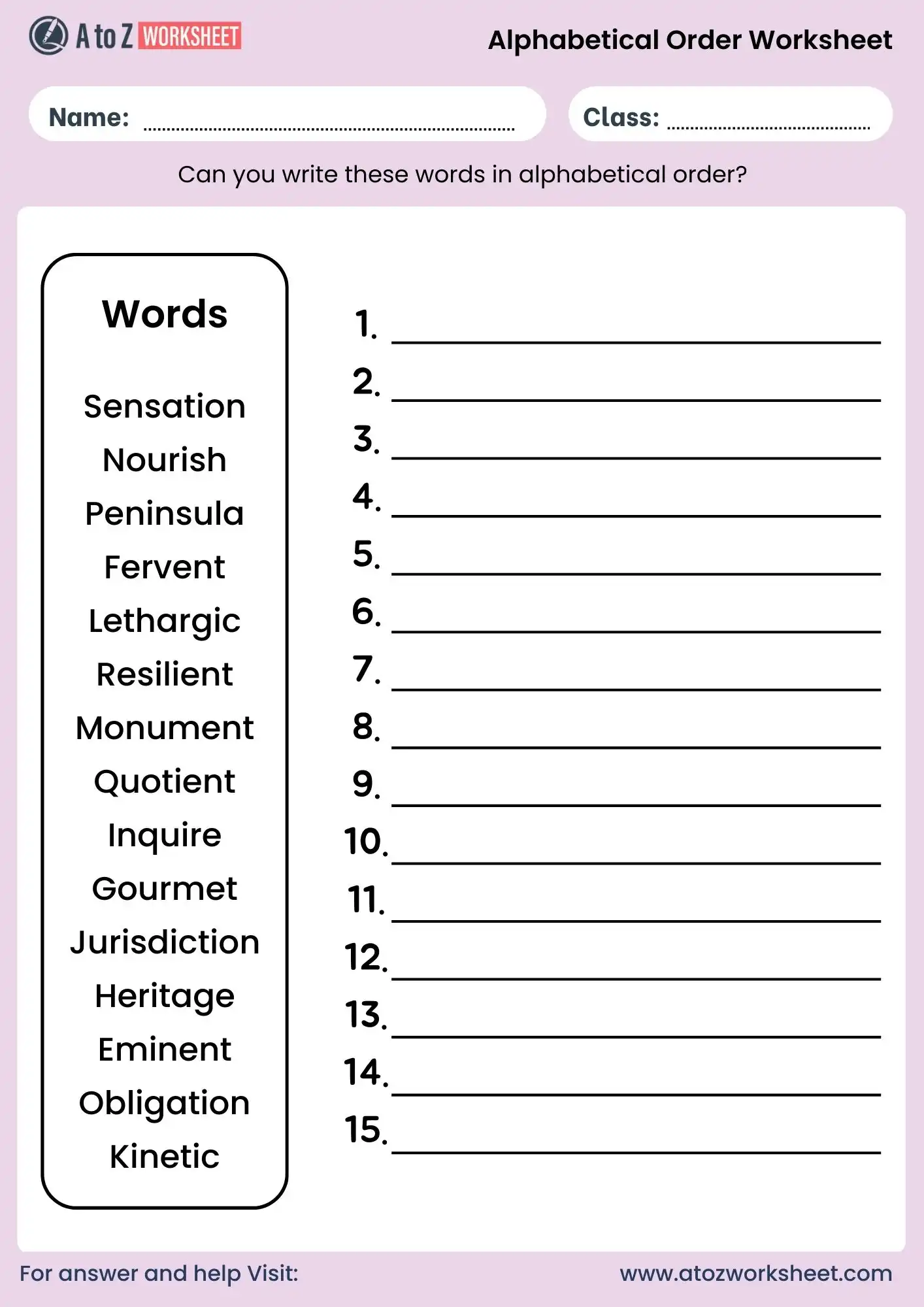 alphabetical order worksheets for class 3 advanced practice