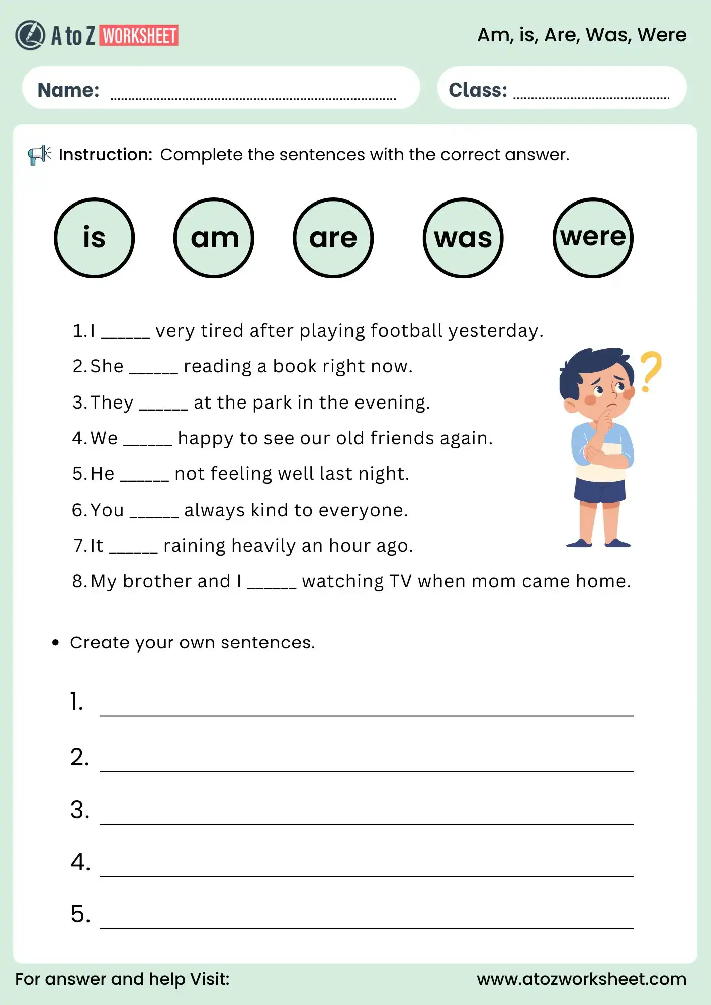 am is are was were worksheets grammar practice for class 1 and class 2