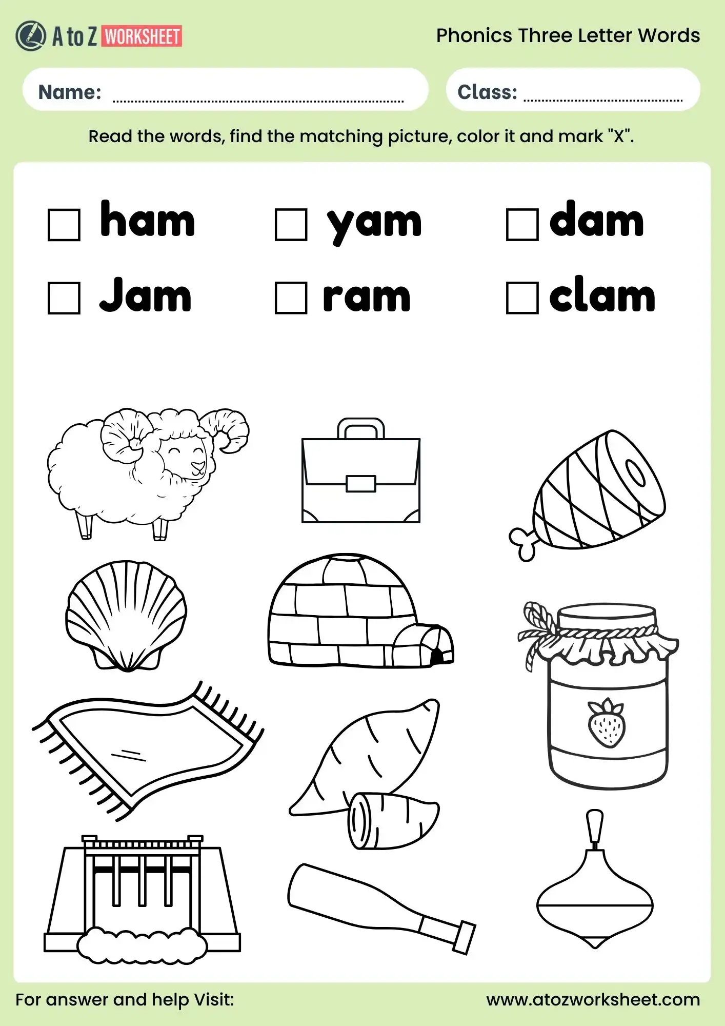 am word family worksheets with answers for preschool and kindergarten