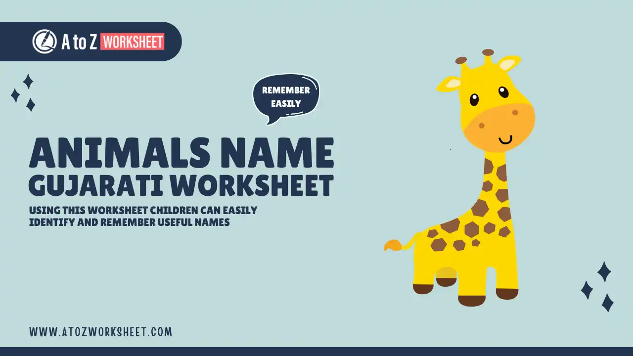 animals name in gujarati and worksheet