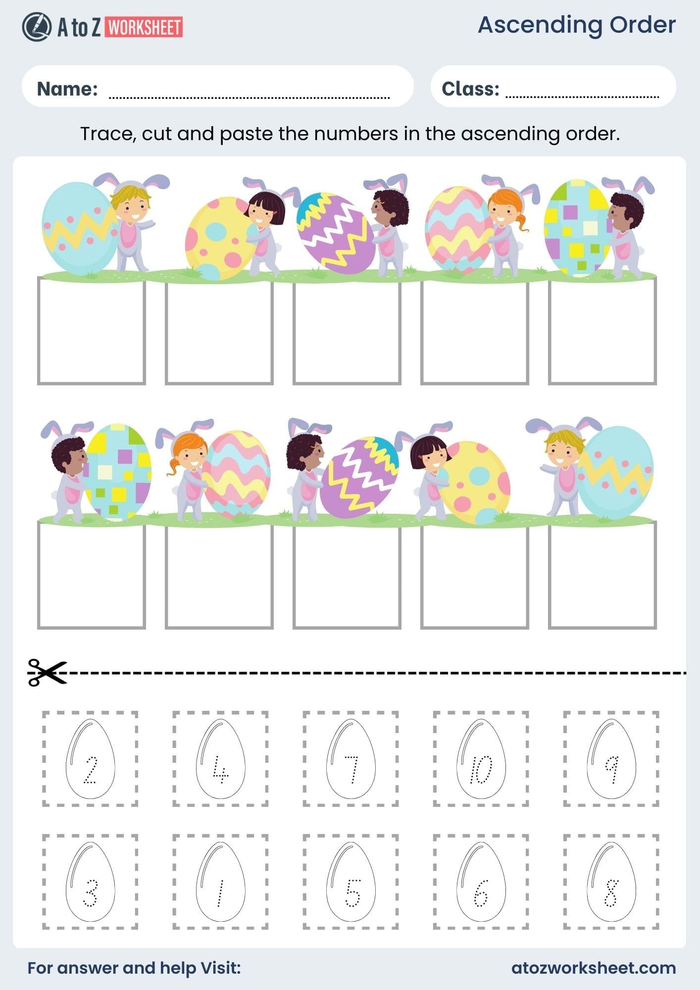 ascending order worksheet for ukg