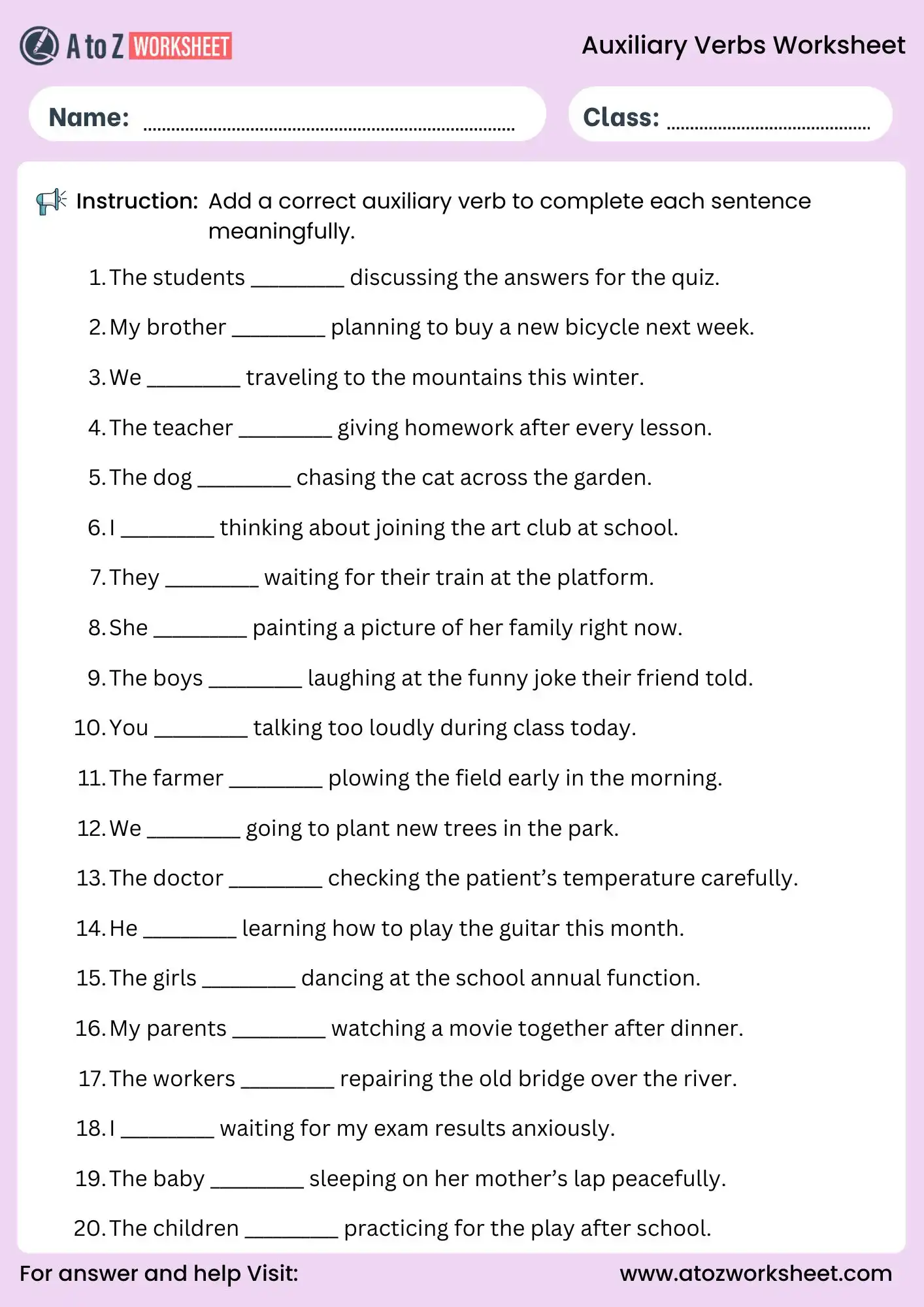 auxiliary verbs worksheets add correct verb grammar practice