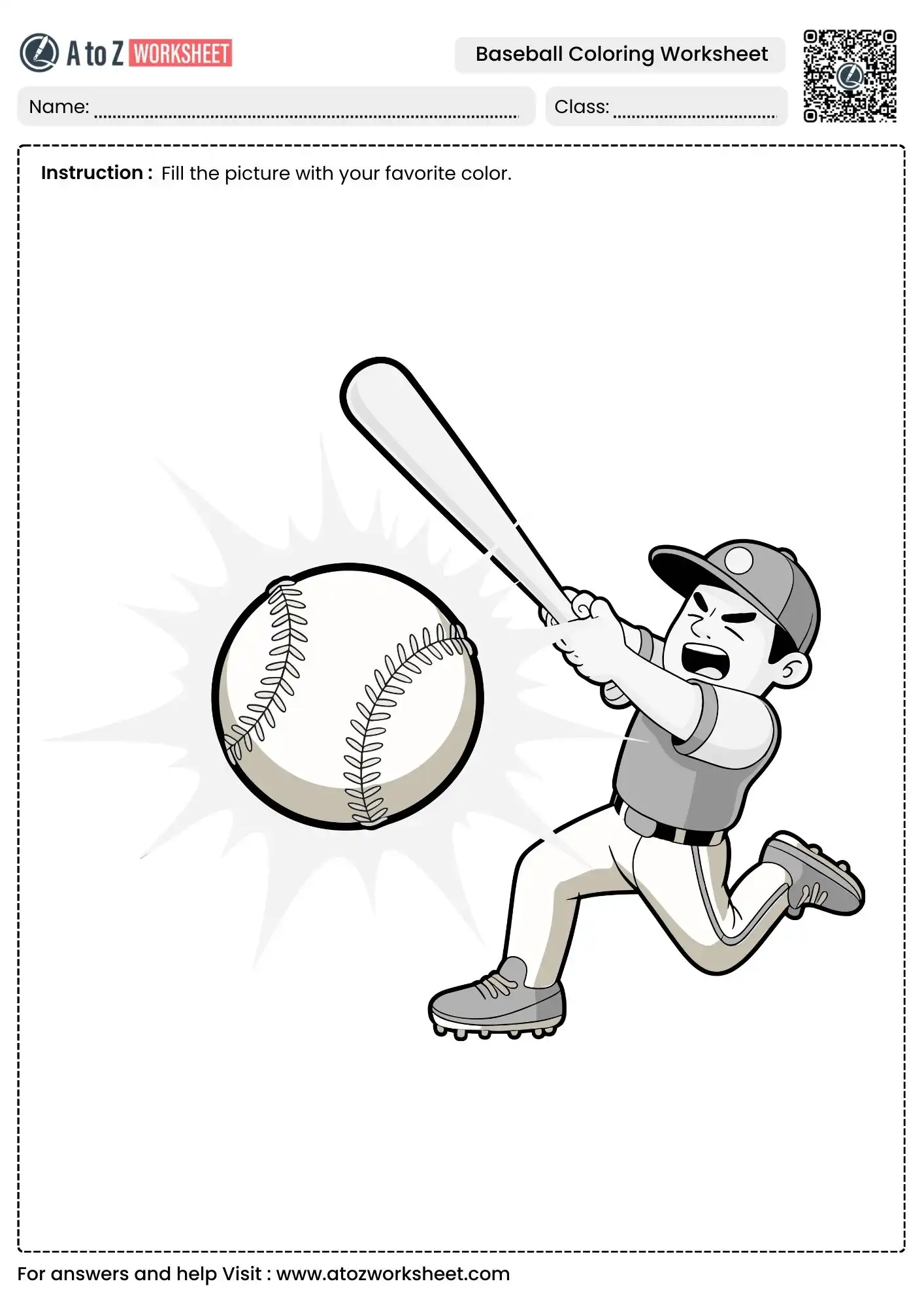 action packed baseball coloring worksheets showing a batter hitting a ball
