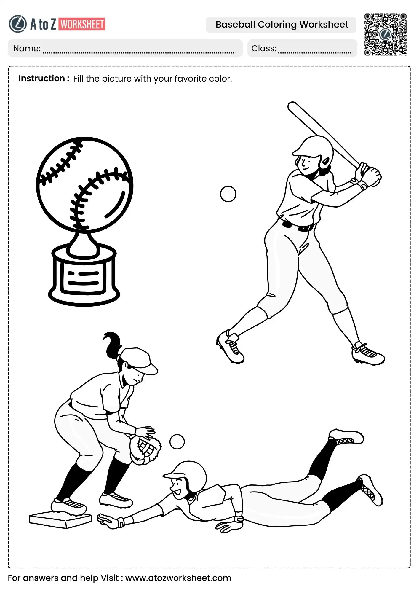 multi scene baseball coloring worksheets with trophy and players