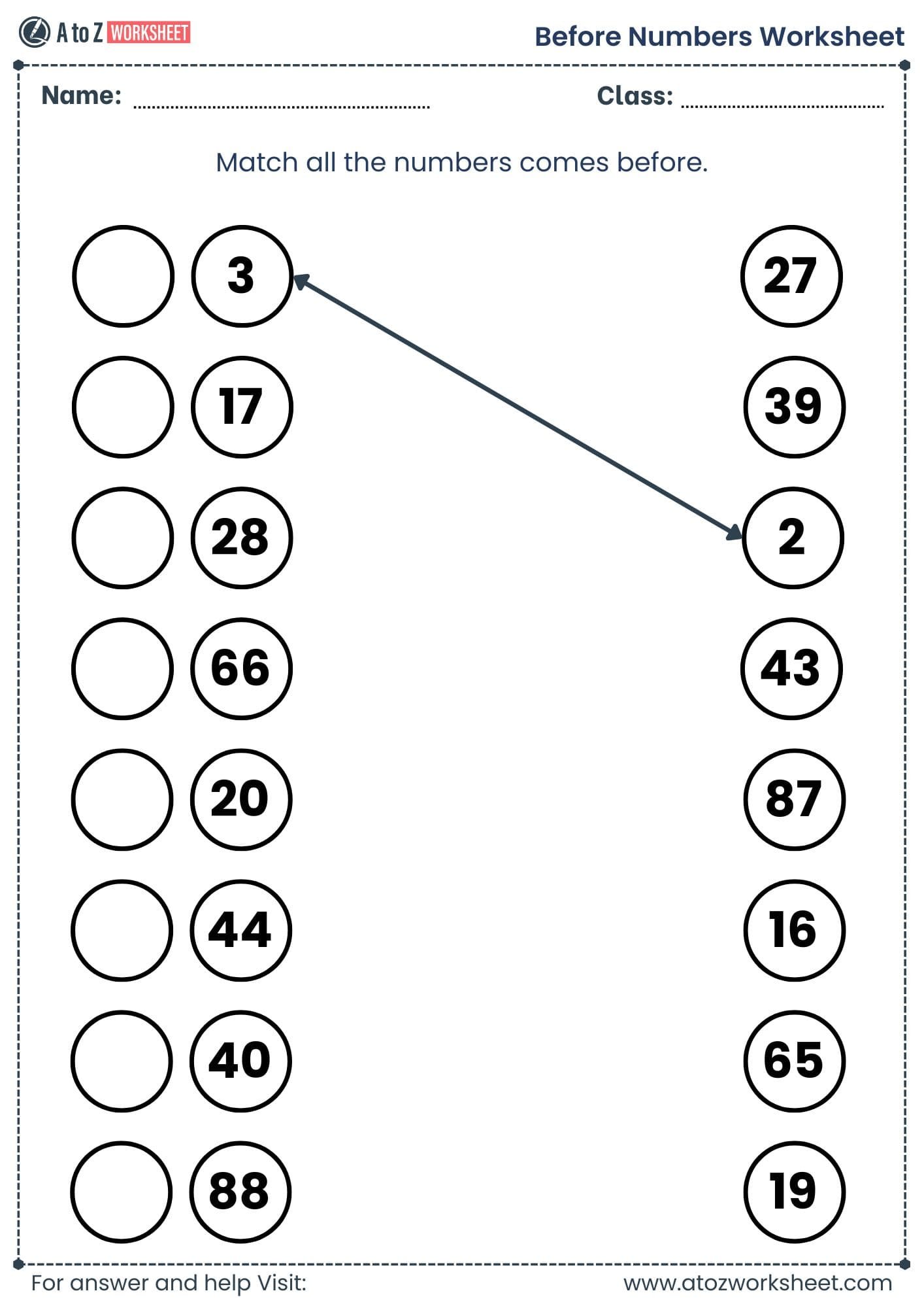 before number worksheet 1 to 100