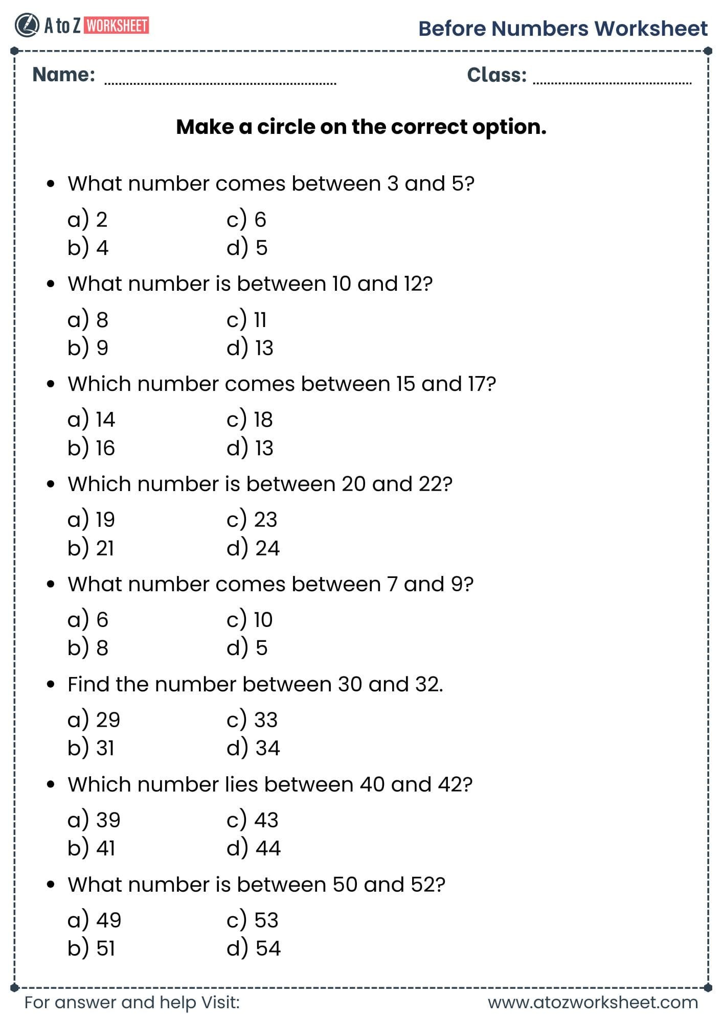 before number worksheet 1 to 100