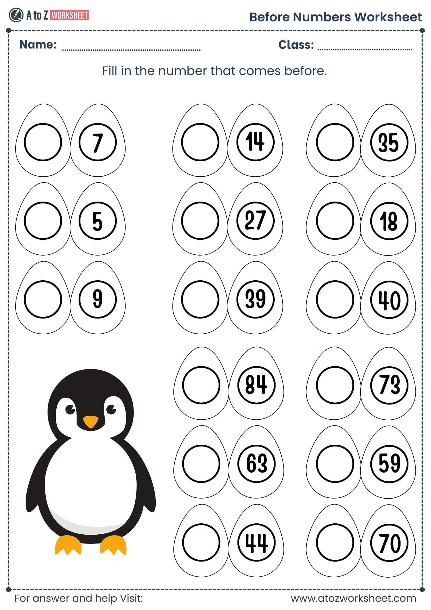 before number worksheet 1 to 100