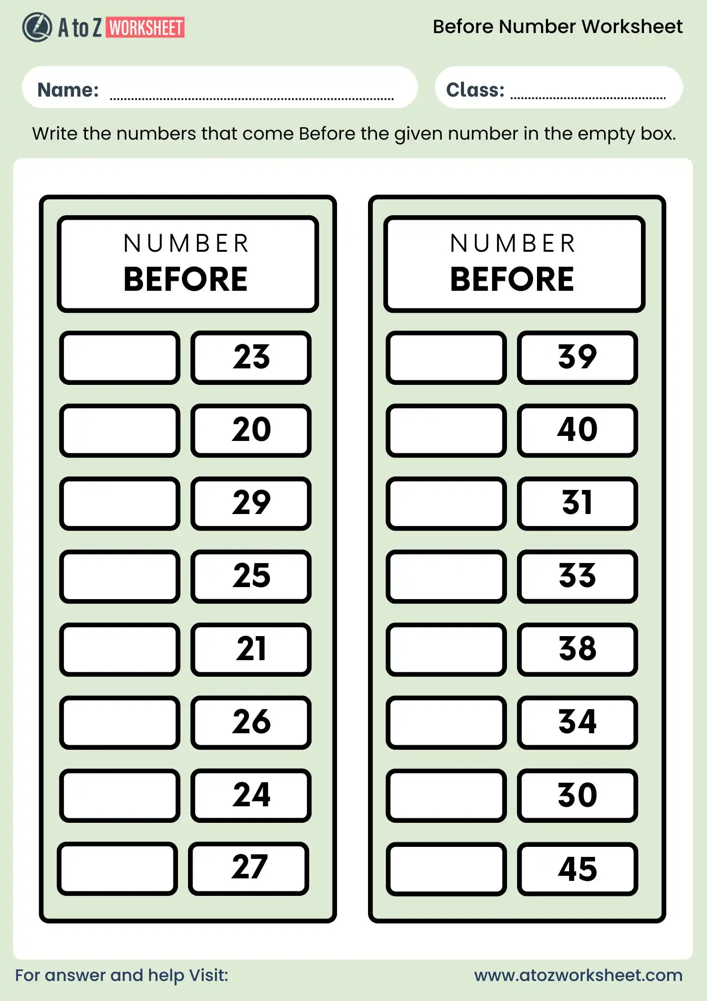 before numbers worksheet for kindergarten free download
