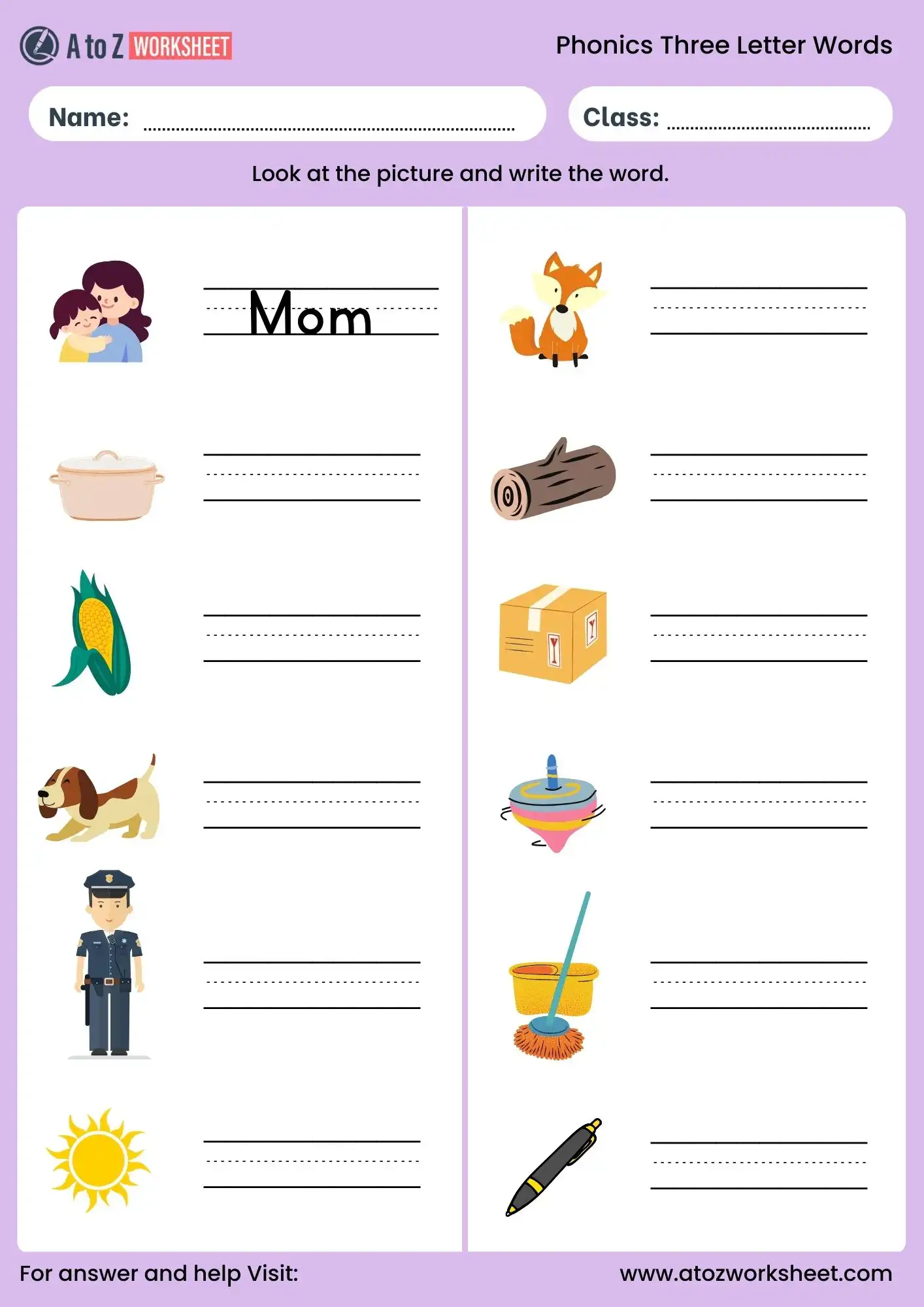 beginner phonics three letter words worksheets preschool writing activity