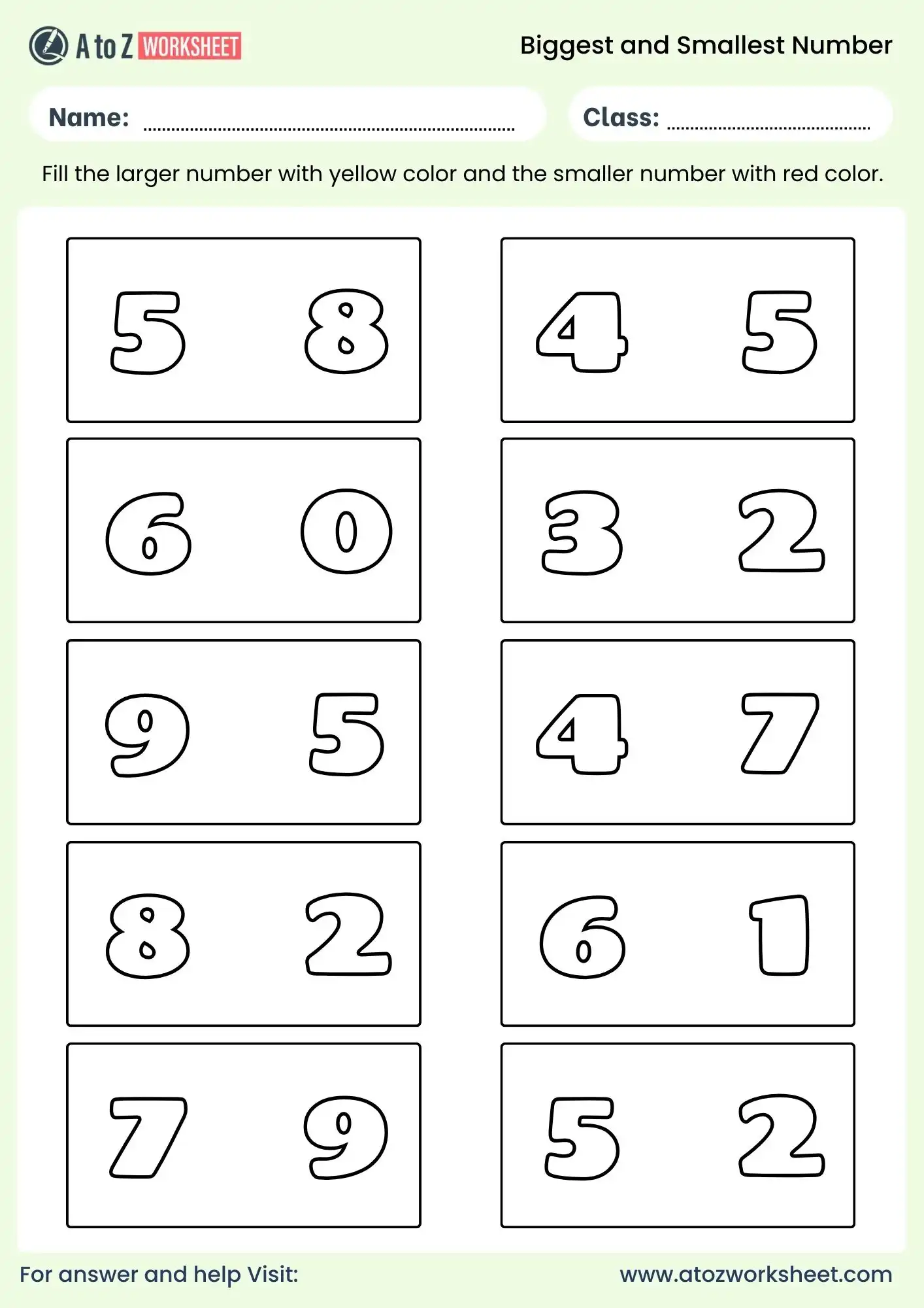 biggest and smallest number worksheets for kindergarten class 1 practice