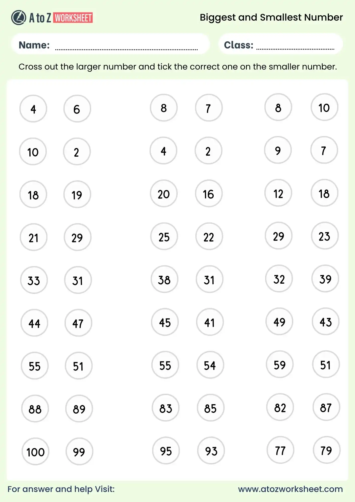 biggest and smallest number worksheets for class 2 class 3 class 4 free pdf