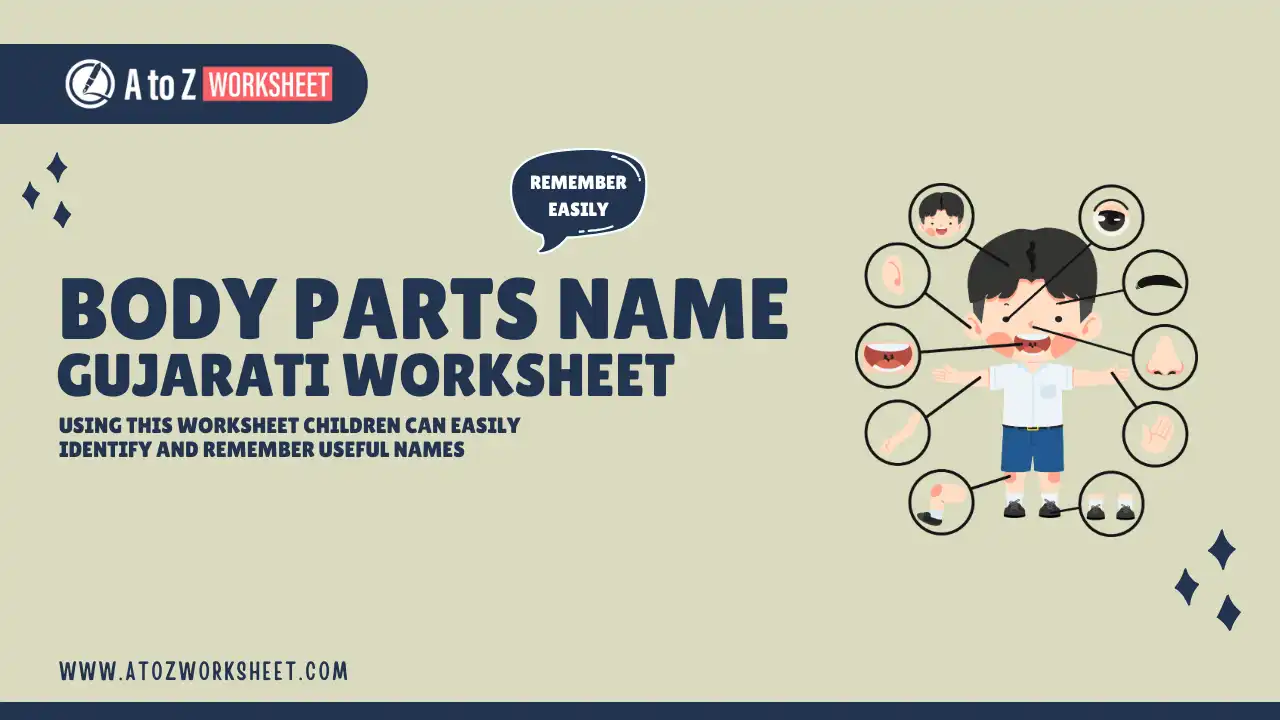 body parts name in gujarati and worksheets for kids