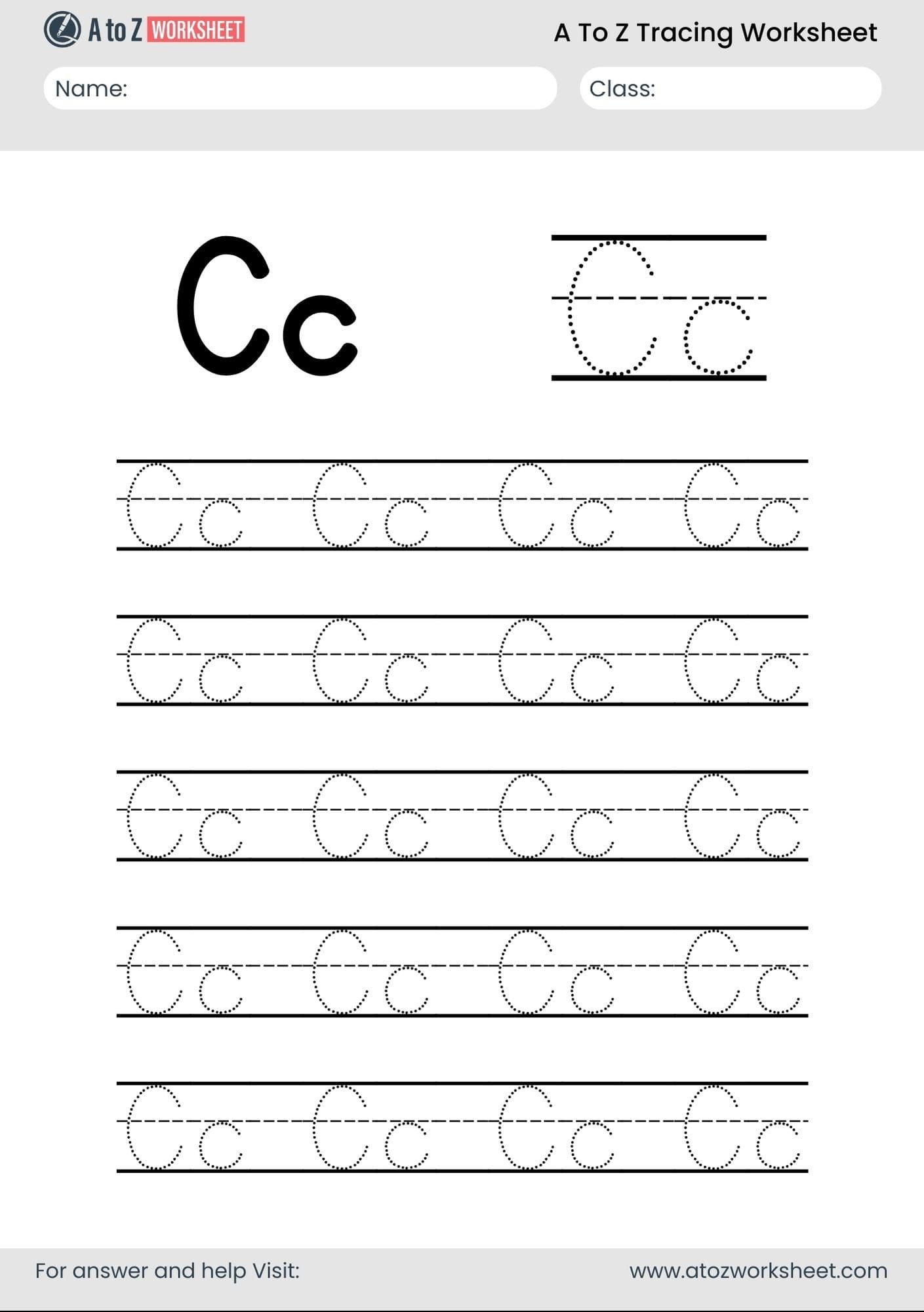 c letter a to z alphabet worksheets pdf