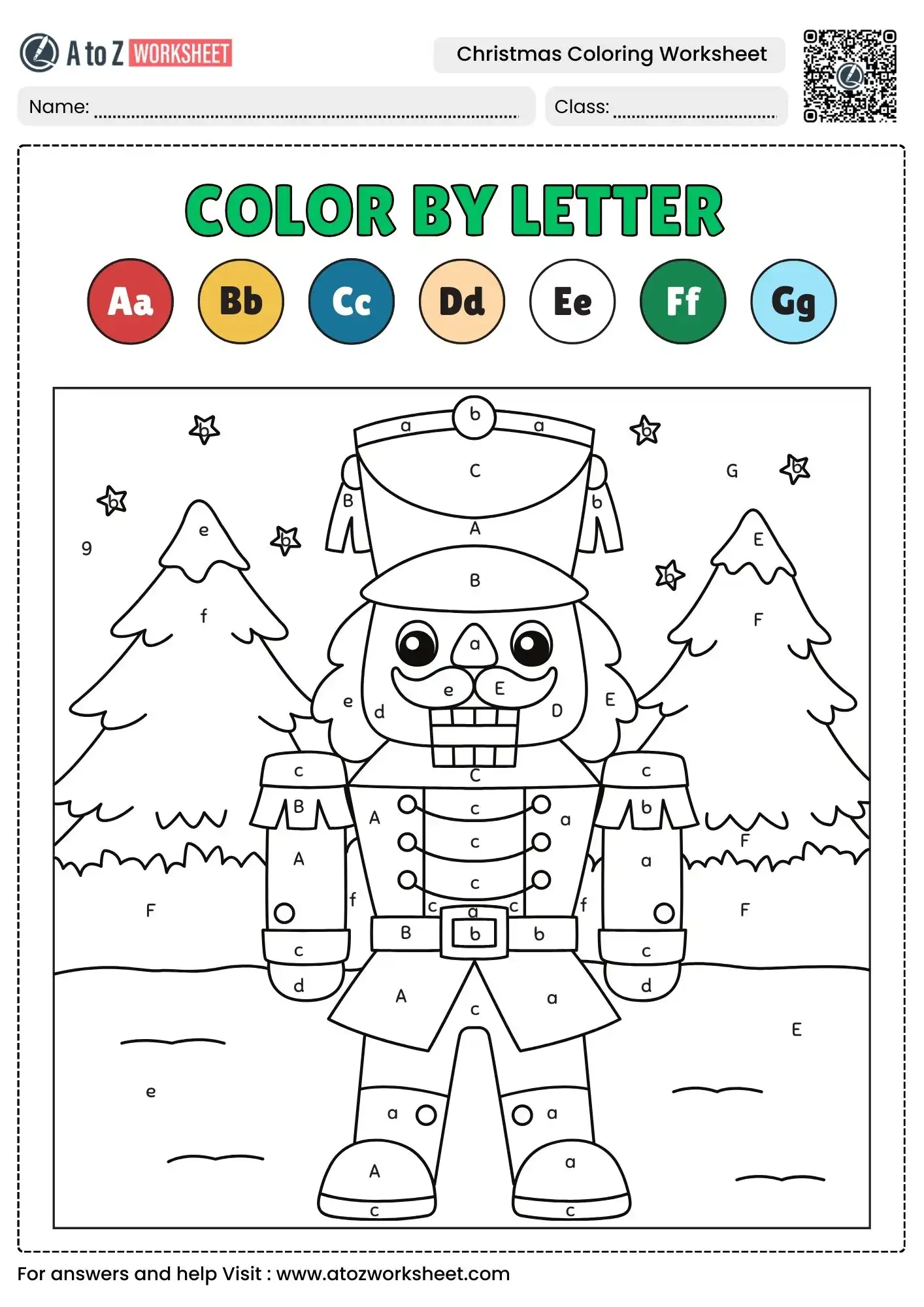 nutcracker soldier color by letter christmas coloring worksheets