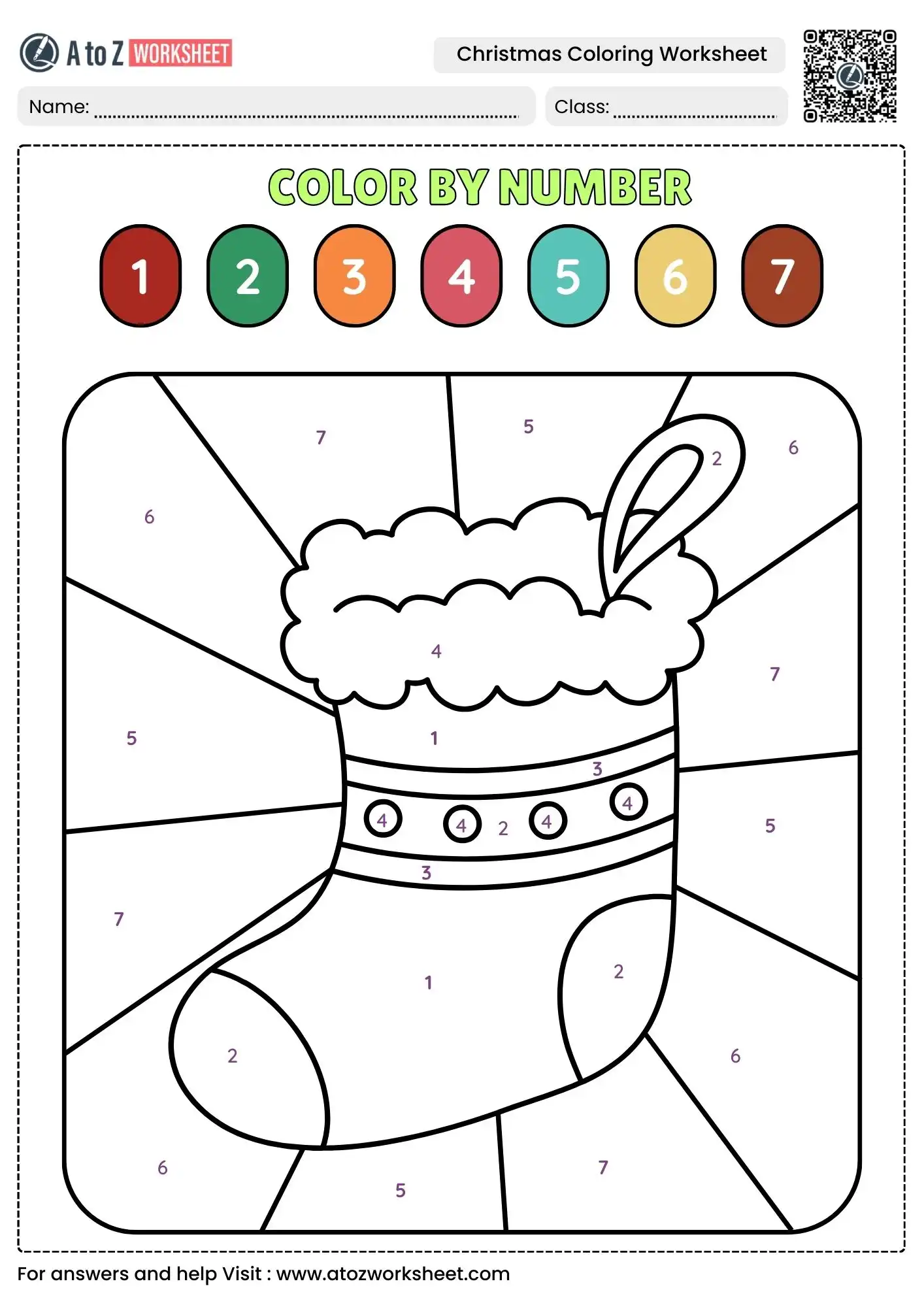 christmas stocking color by number christmas coloring worksheets