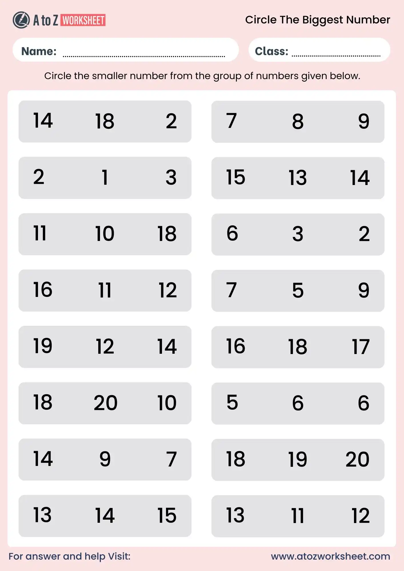 circle the biggest number worksheet free pdf for class 3 and class 4