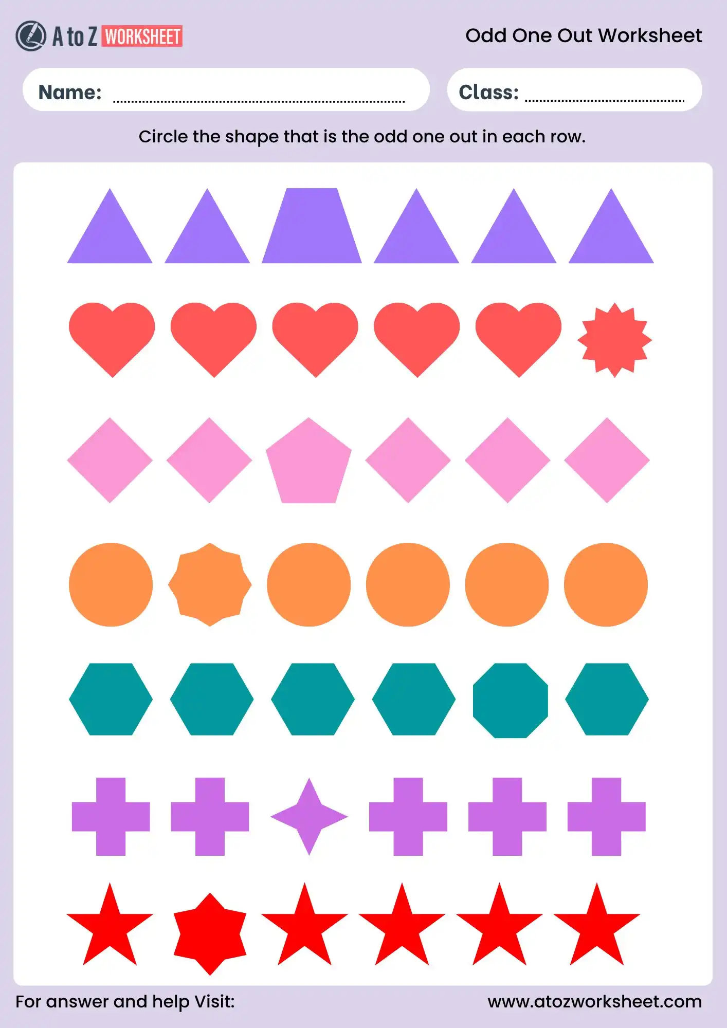 circle the odd one out worksheet with shapes for preschool and ukg