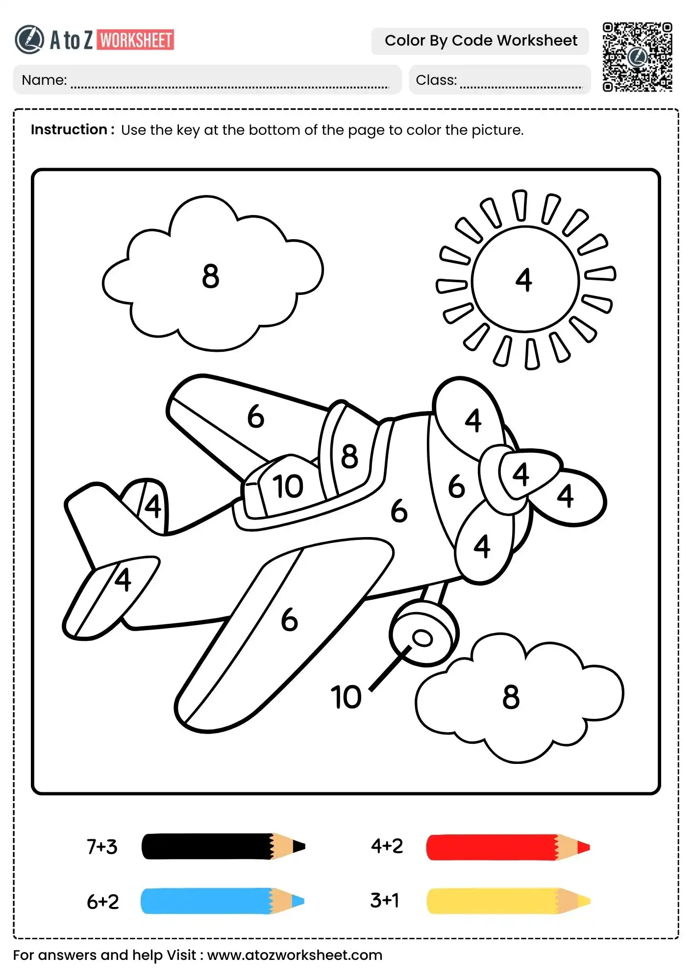 airplane addition challenge color by code math worksheets