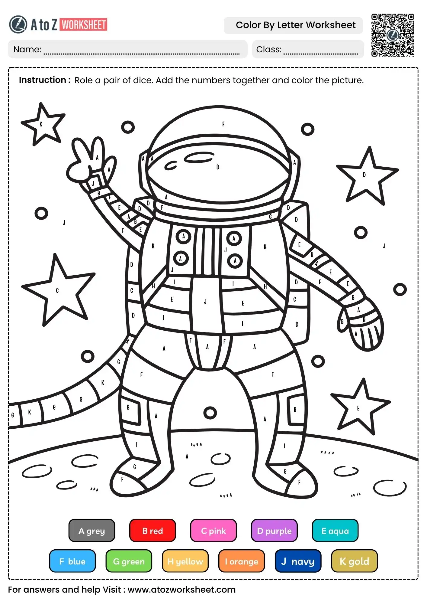 astronaut space exploration color by letter worksheets