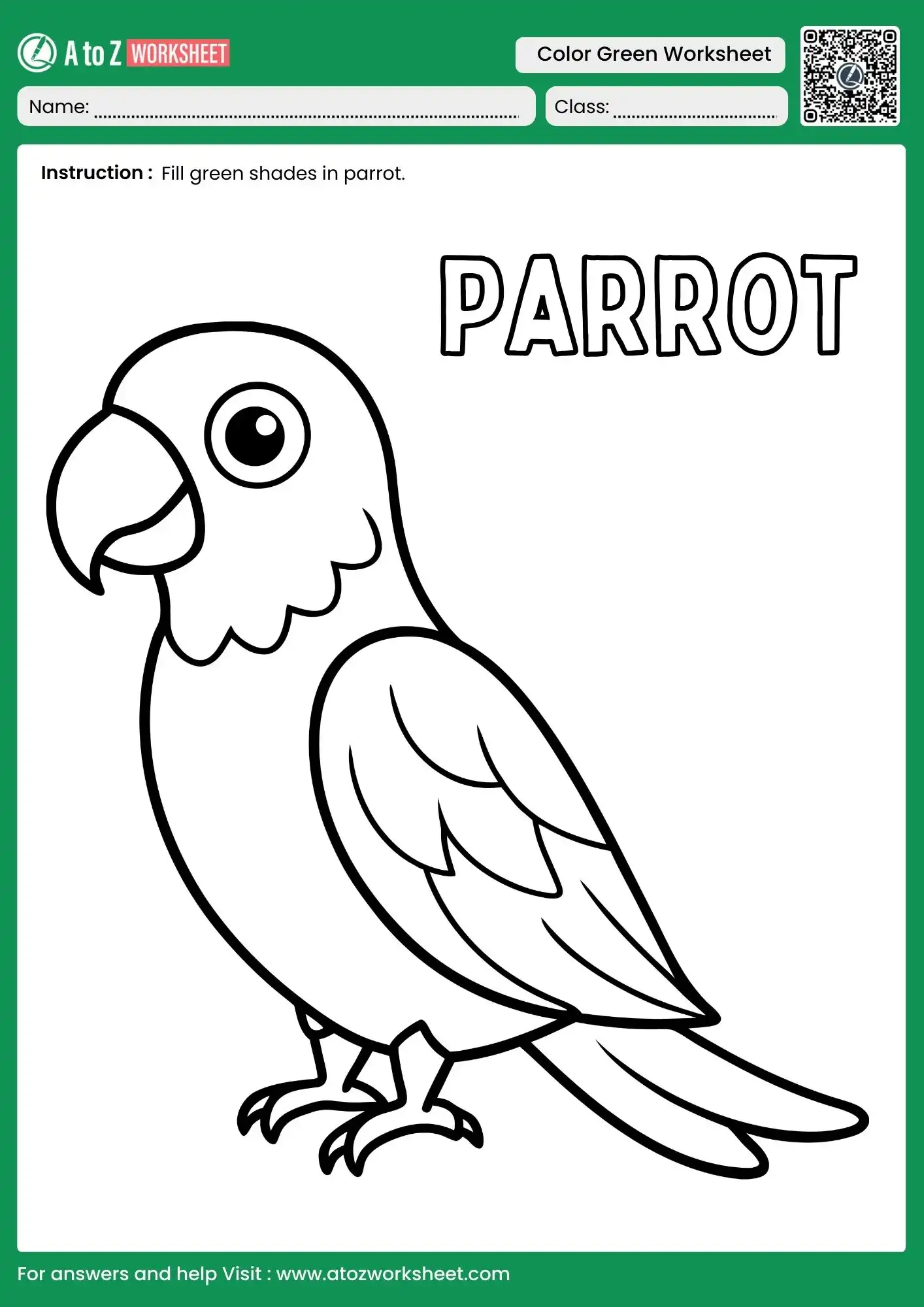 large parrot coloring worksheet for preschool precision