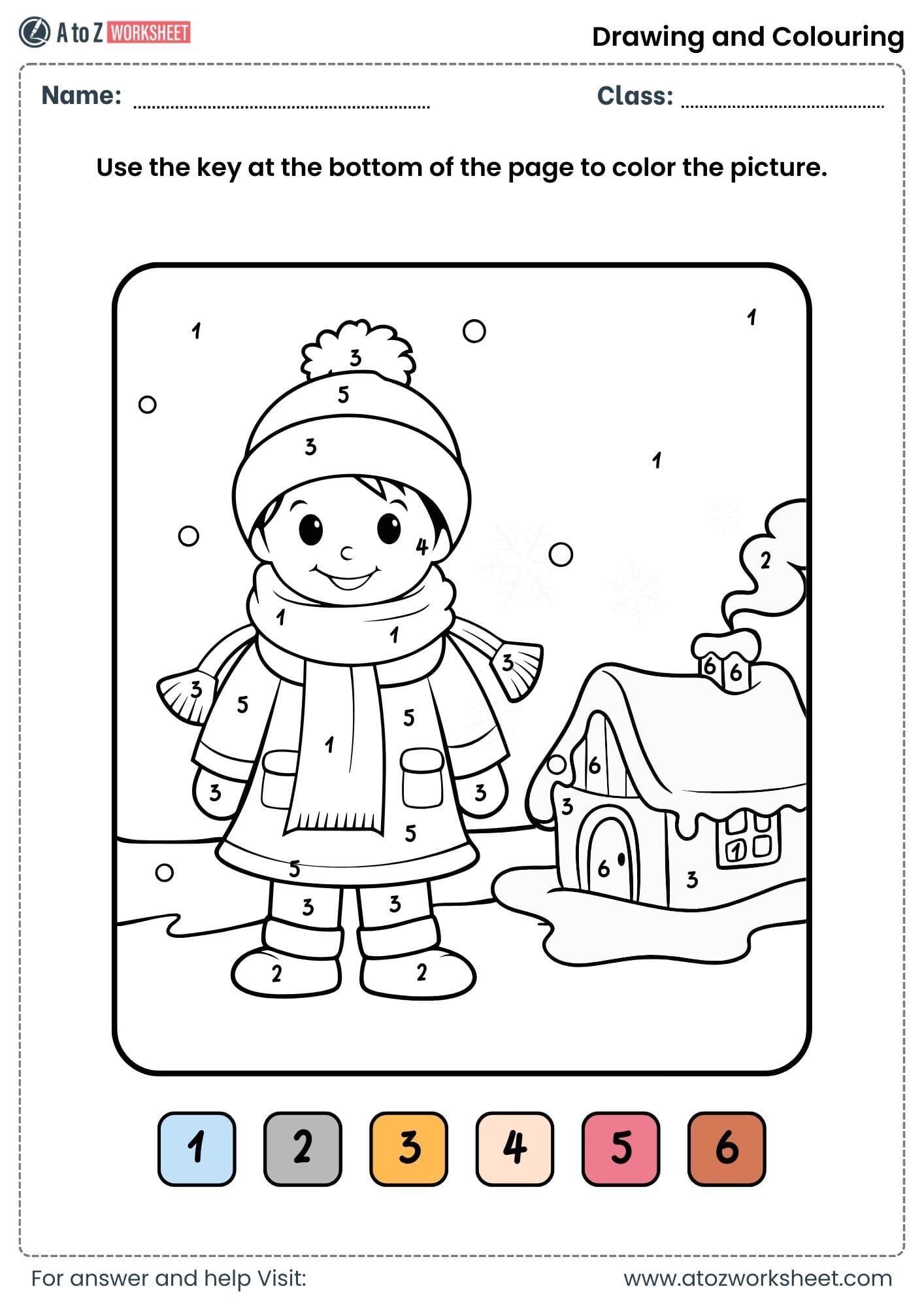 color by number activity worksheets ukg class 2