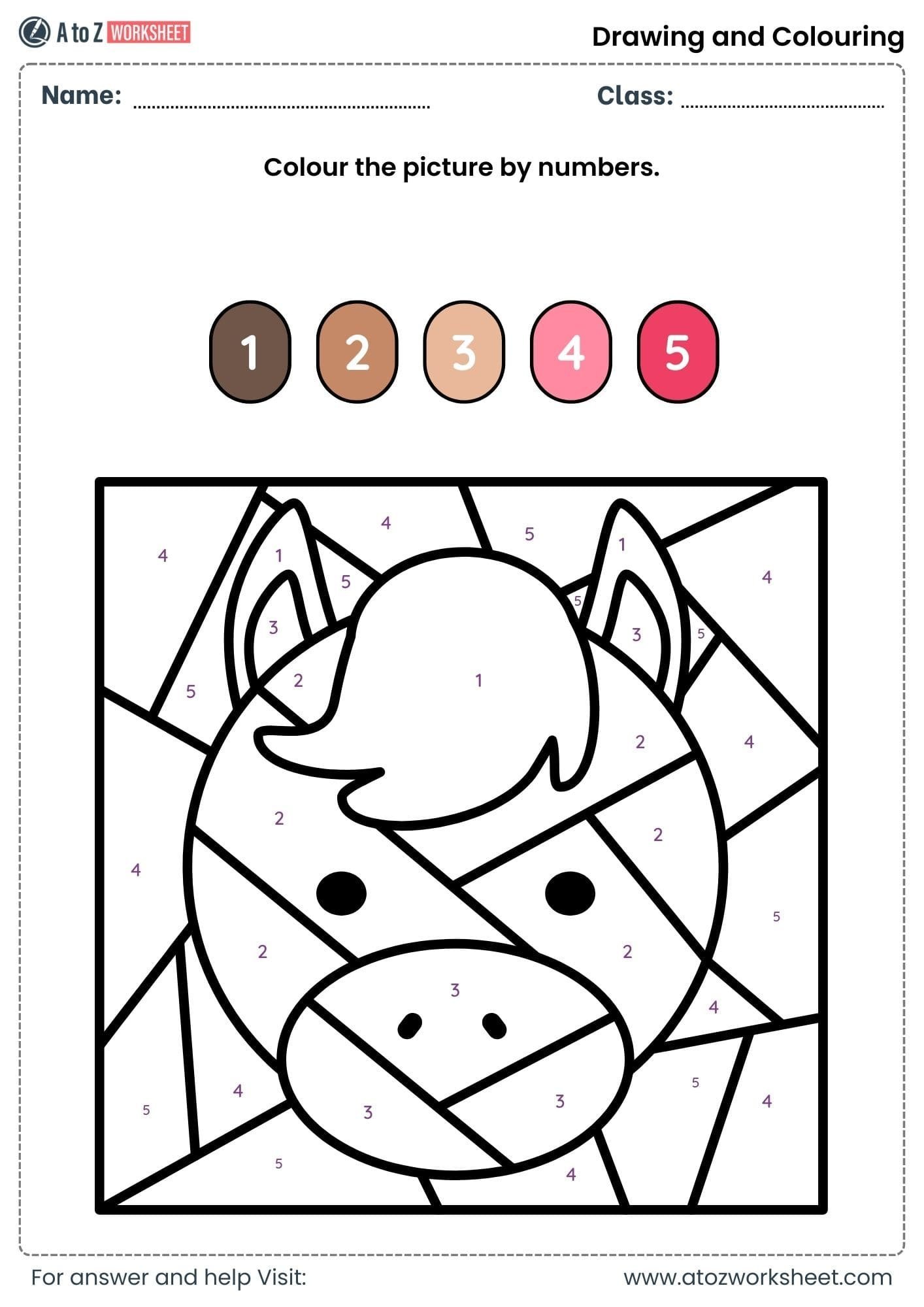 color picture by number worksheets for class 2