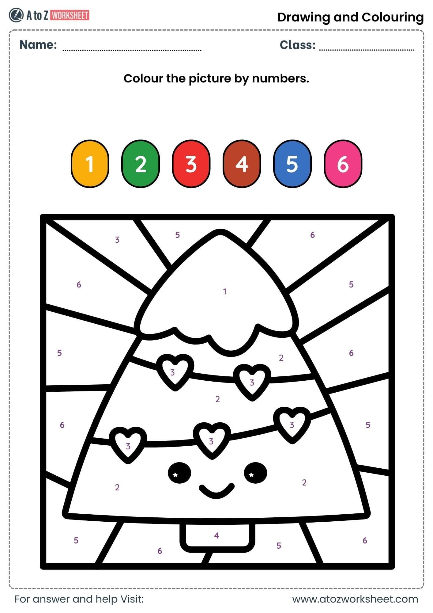 kids color picture by number worksheets nursery ukg