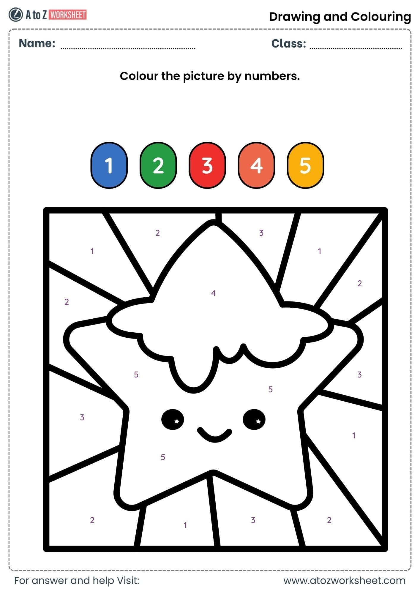 color by number drawing worksheets kindergarten