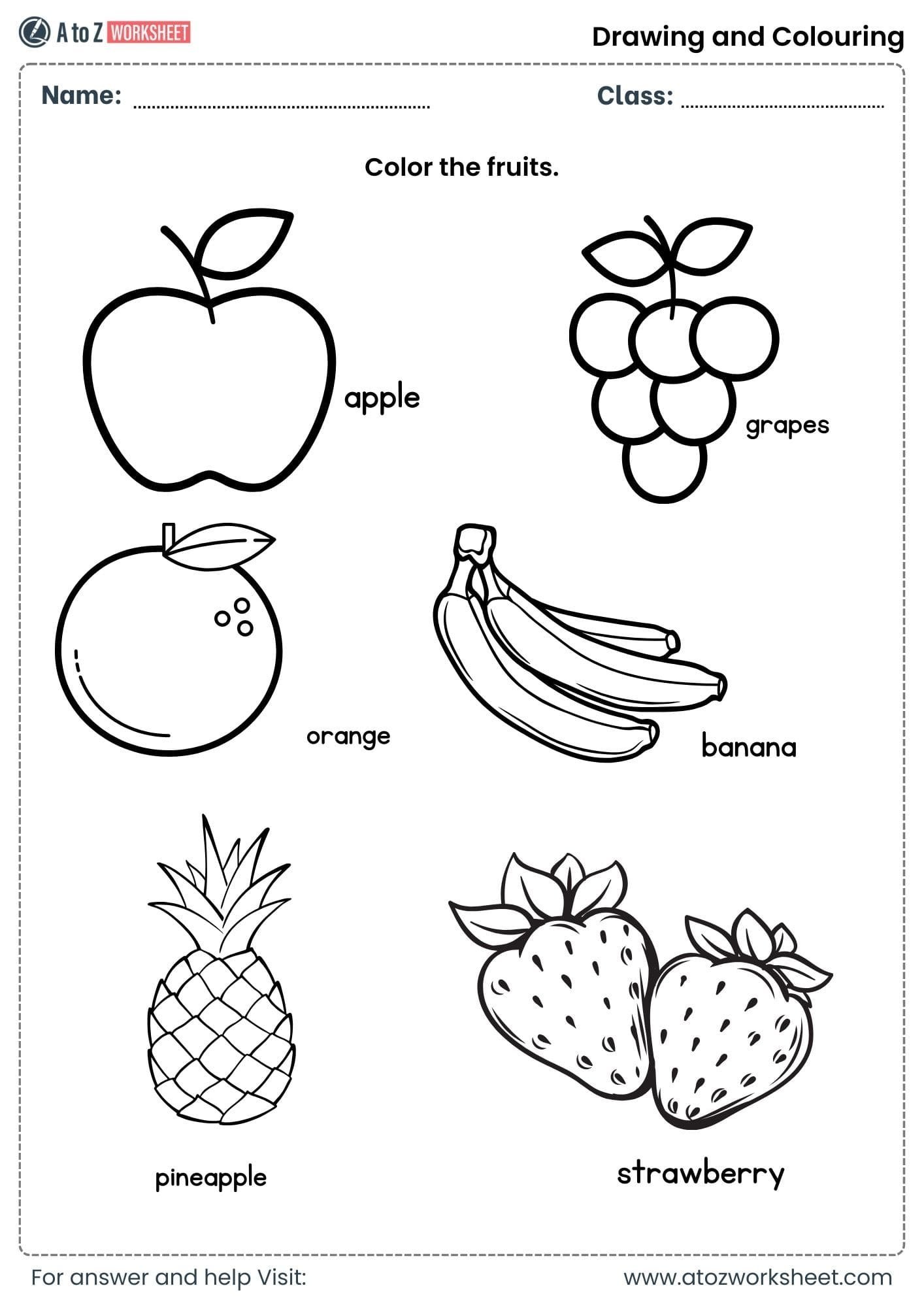 kindergarten color objects drawing and colouring worksheets