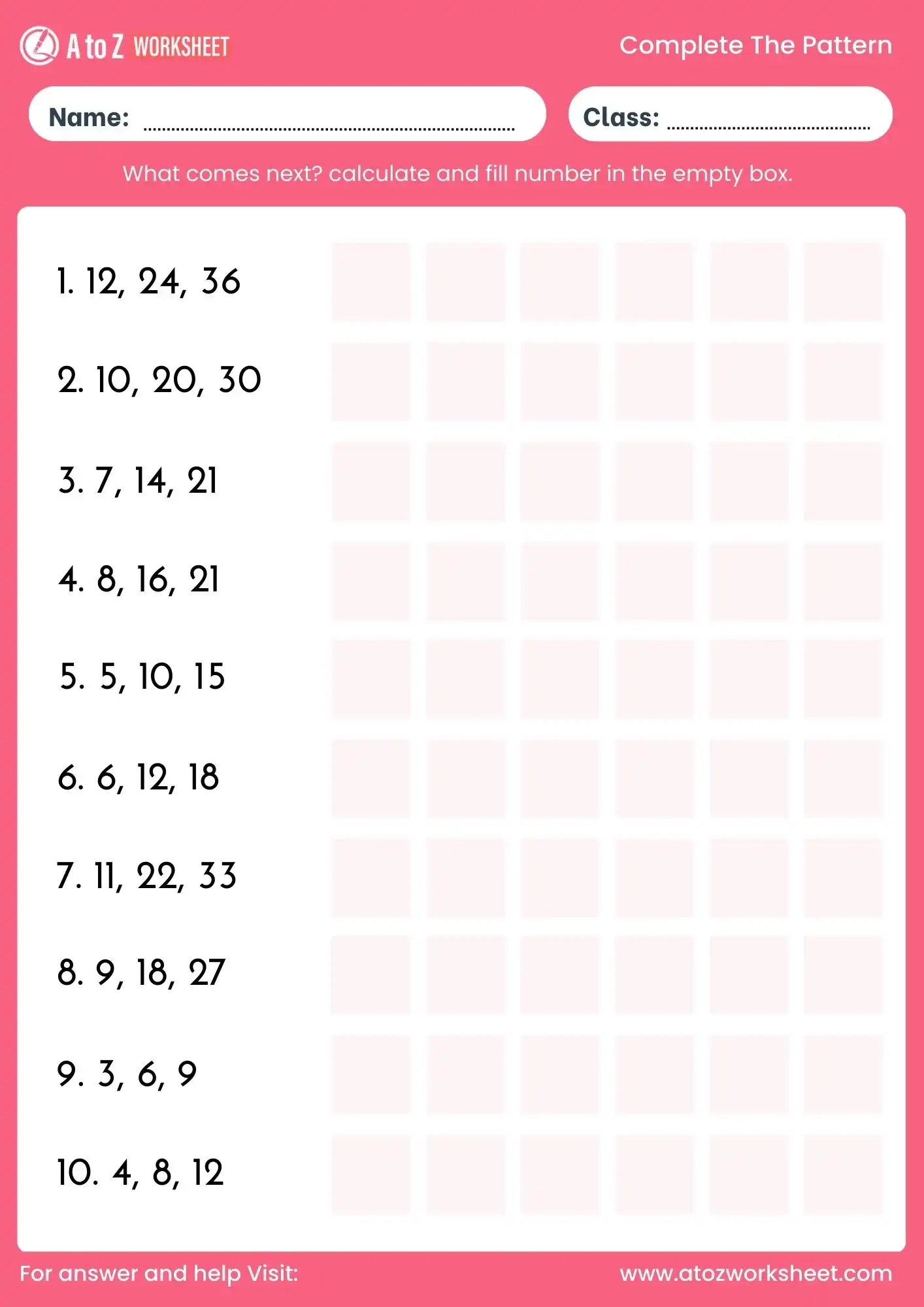 complete the pattern worksheet math activity for kids