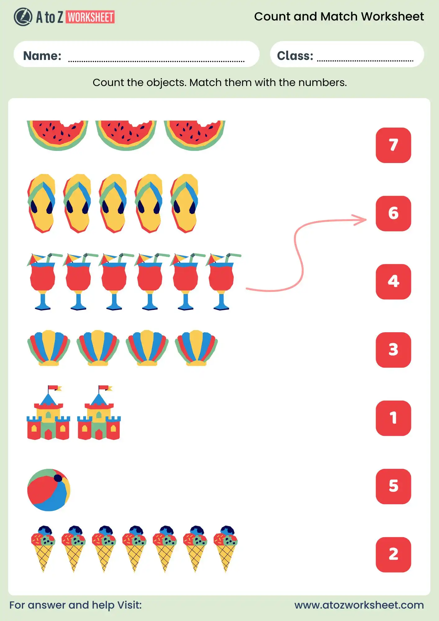 count and match worksheets for nursery lkg and ukg