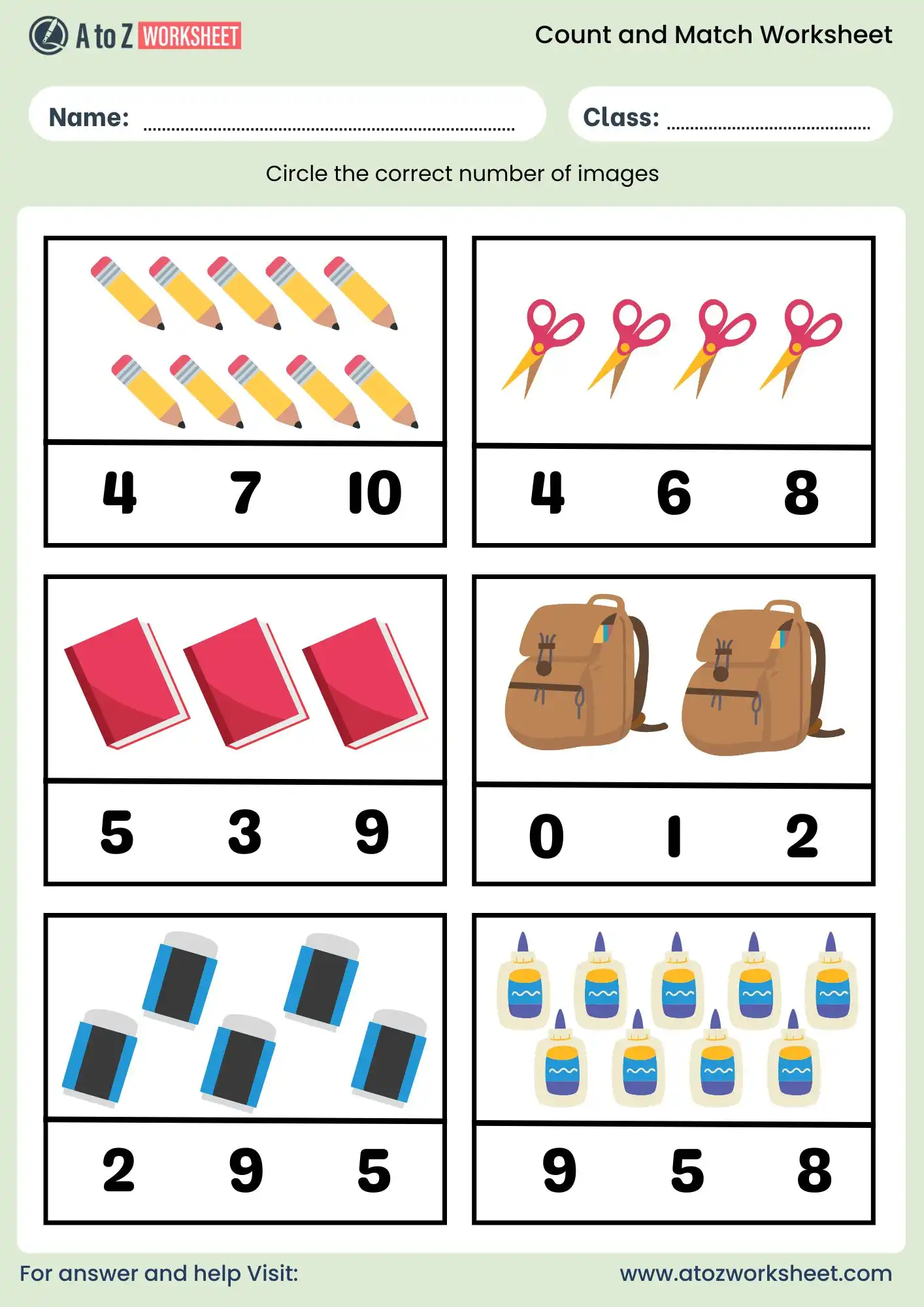 count and match worksheets printable activity pdf